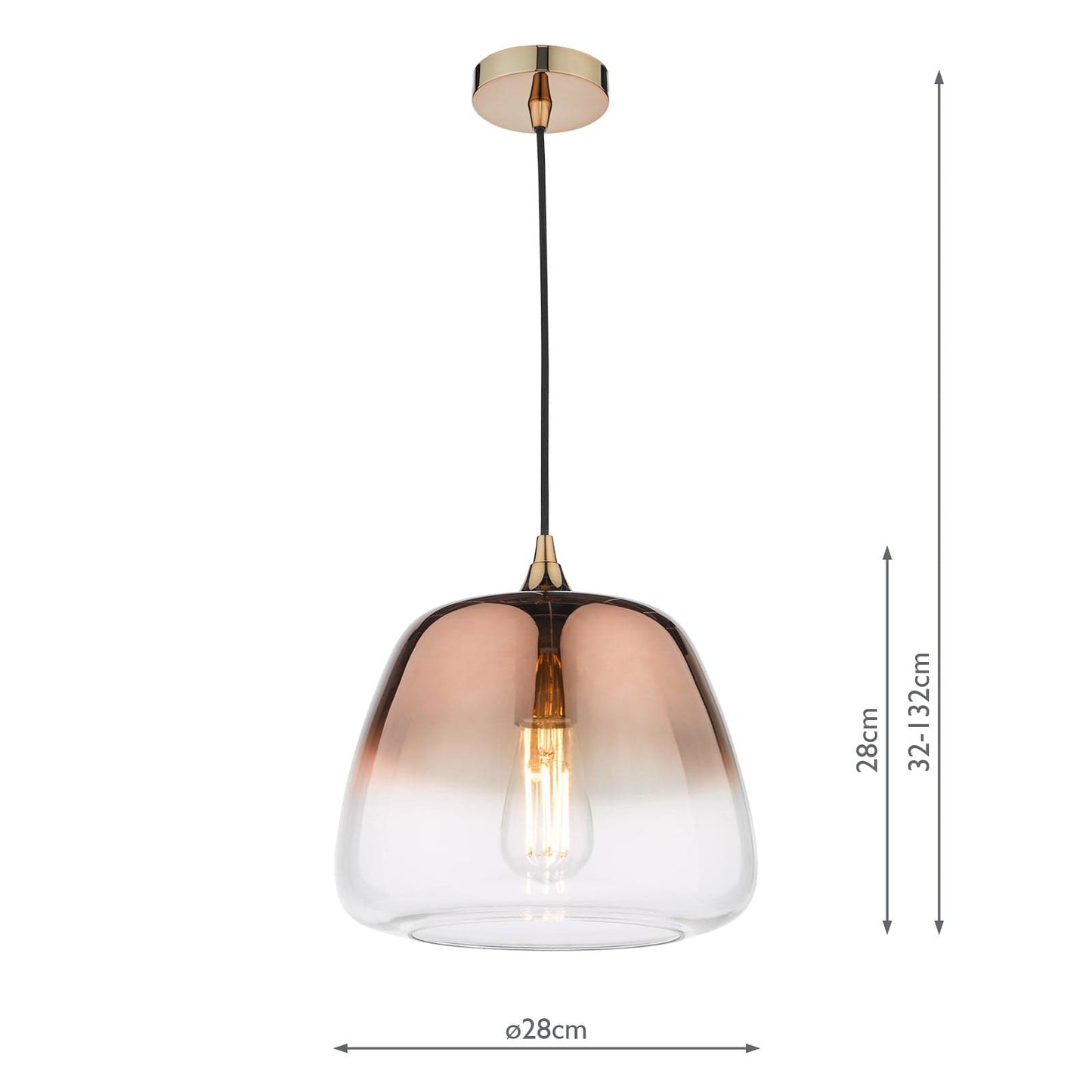 dar lighting Klaxon 1 Light Pendant Ombre Copper Glass KLA0164