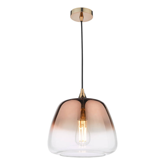 dar lighting Klaxon 1 Light Pendant Ombre Copper Glass KLA0164