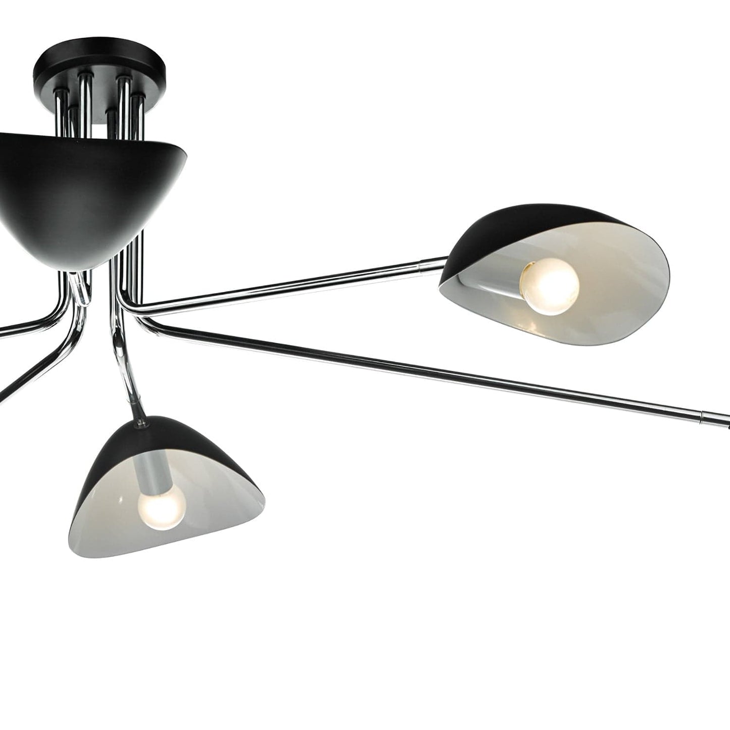 dar lighting Krug 6lt Semi Flush Black & Polished Chrome KRU6422