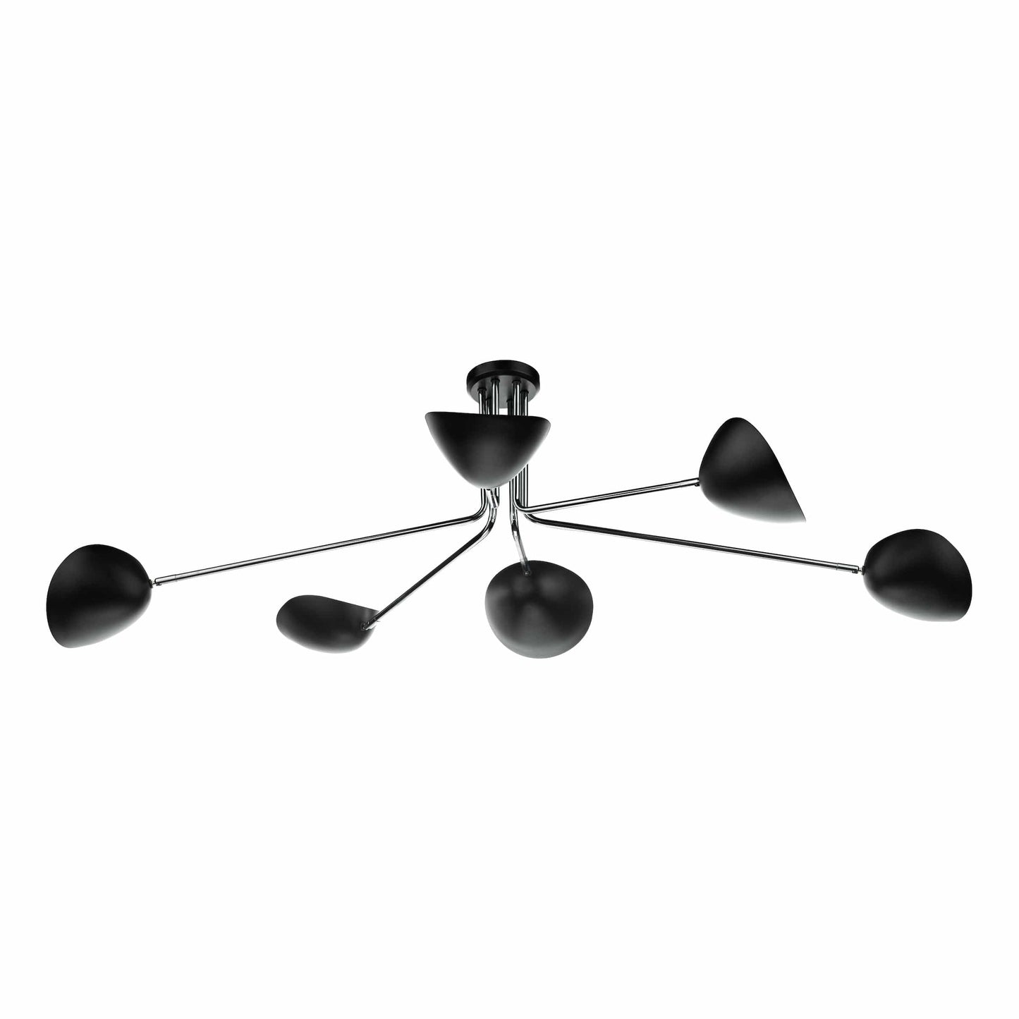 dar lighting Krug 6lt Semi Flush Black & Polished Chrome KRU6422