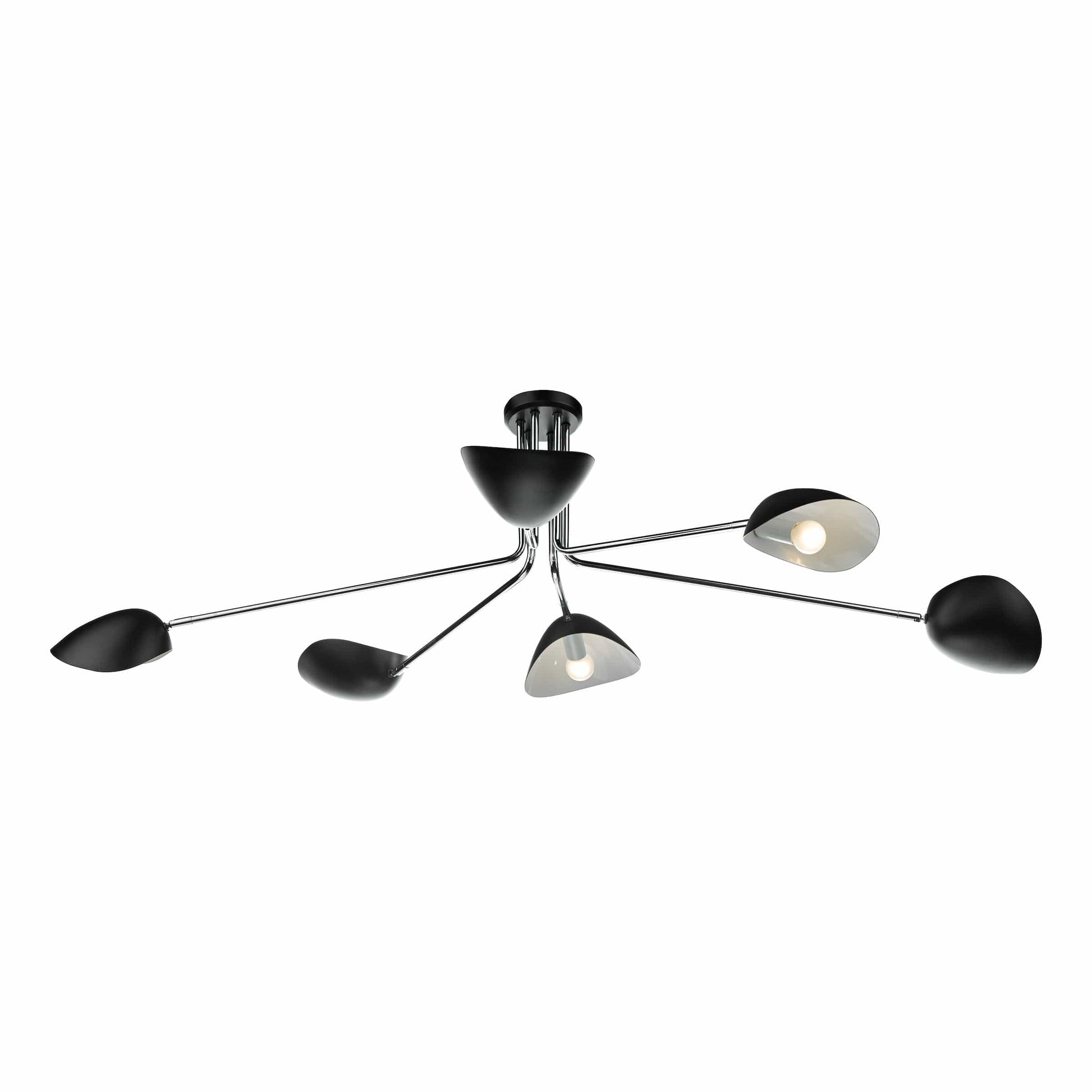 dar lighting Krug 6lt Semi Flush Black & Polished Chrome KRU6422