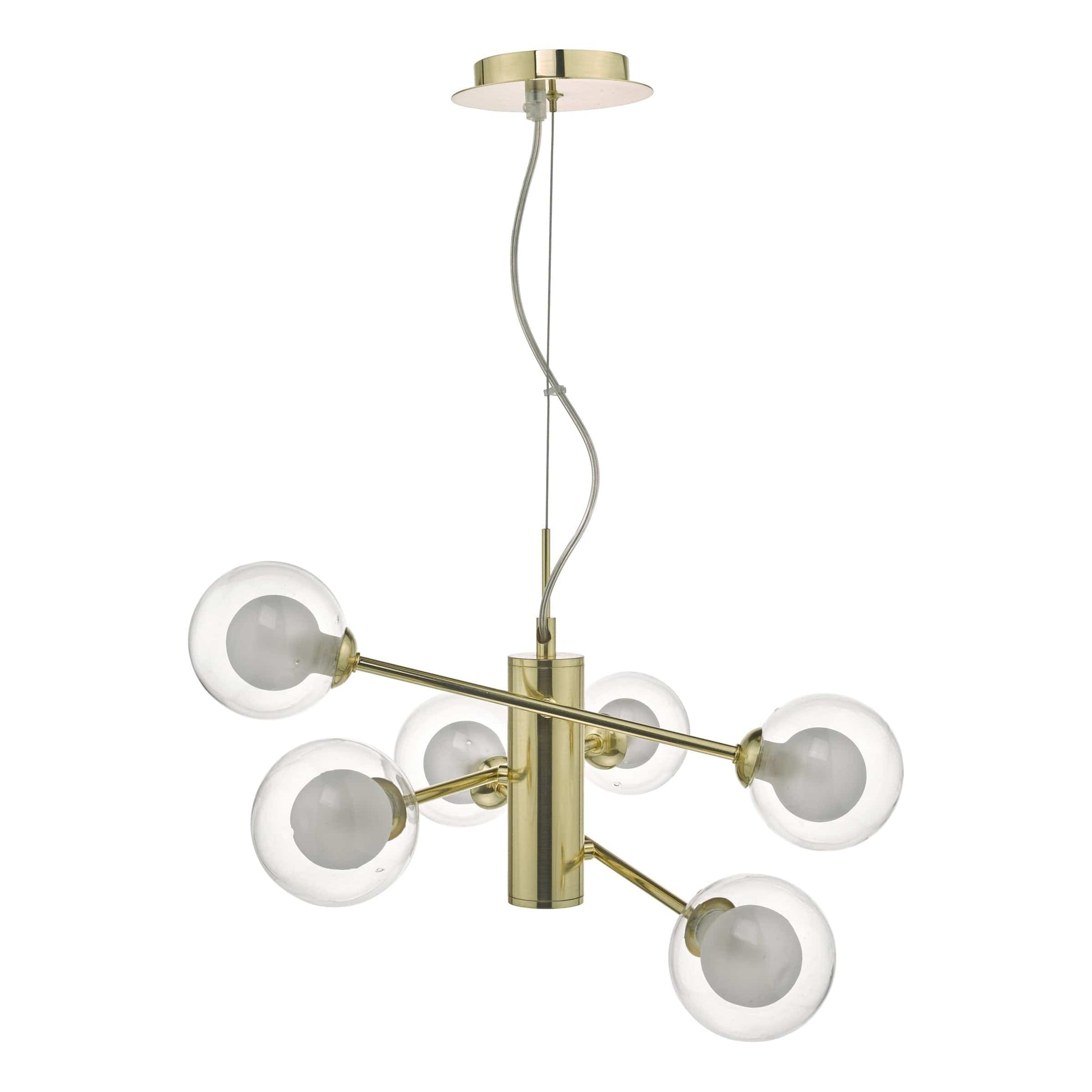 dar lighting Kumara 6lt Pendant Gold & Glass KUM0635