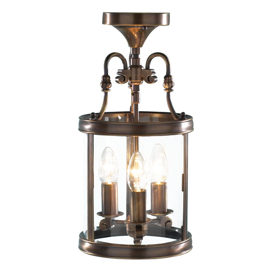 dar lighting Lambeth 3 Light Lantern Dual Mount Antique Brass LAM0375