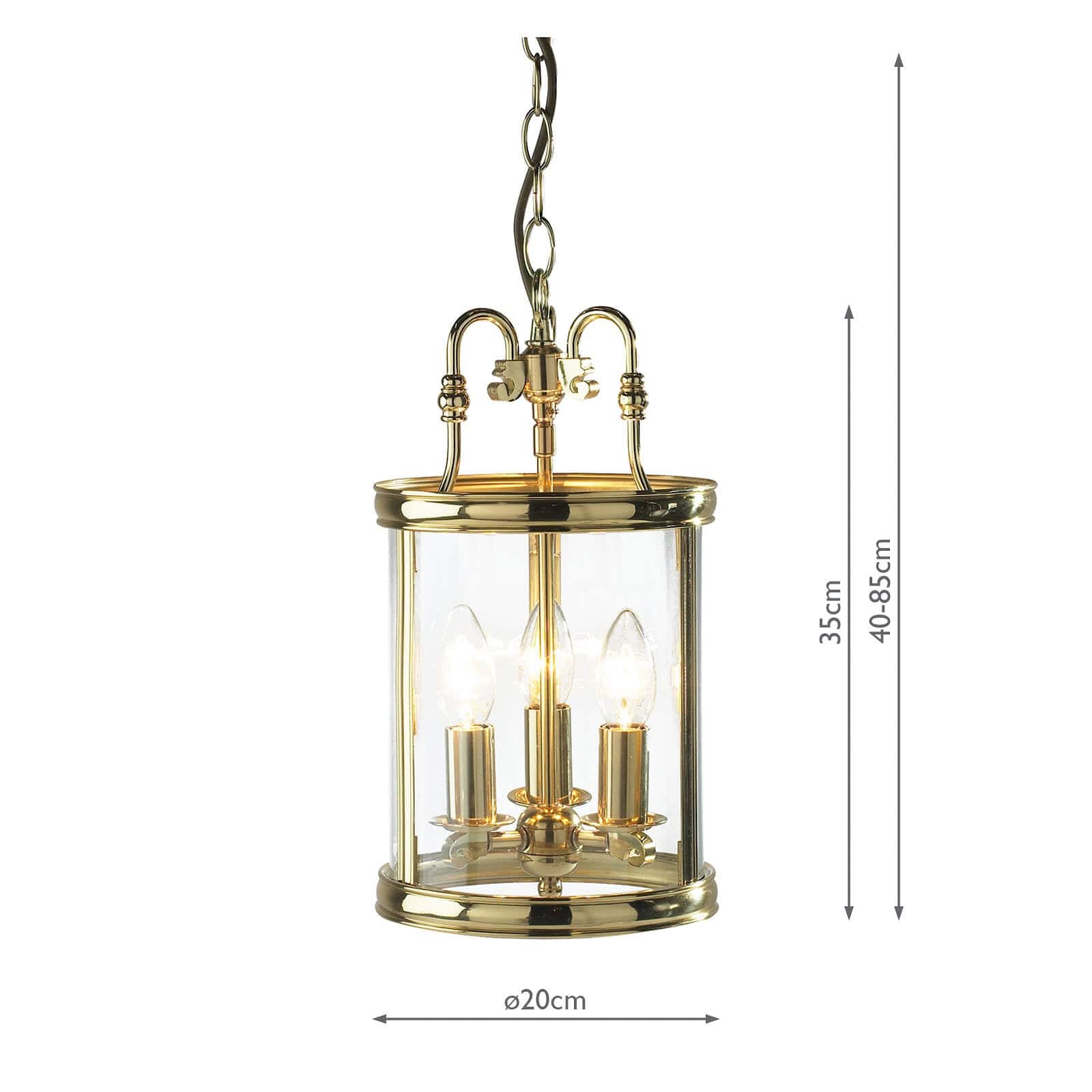 dar lighting Lambeth 3 Light Lantern Dual Mount Polished Brass LAM0340