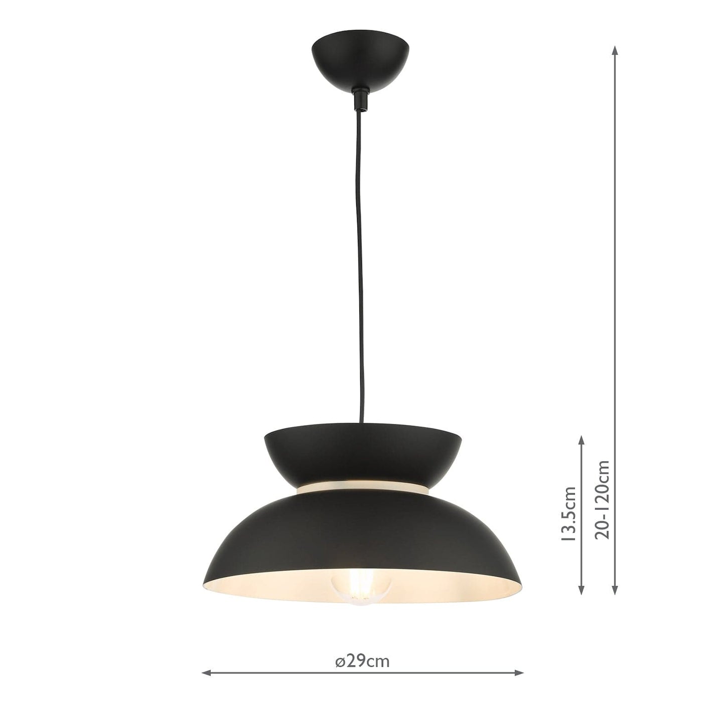 dar lighting Larina Pendant Matt Black White LAR0122