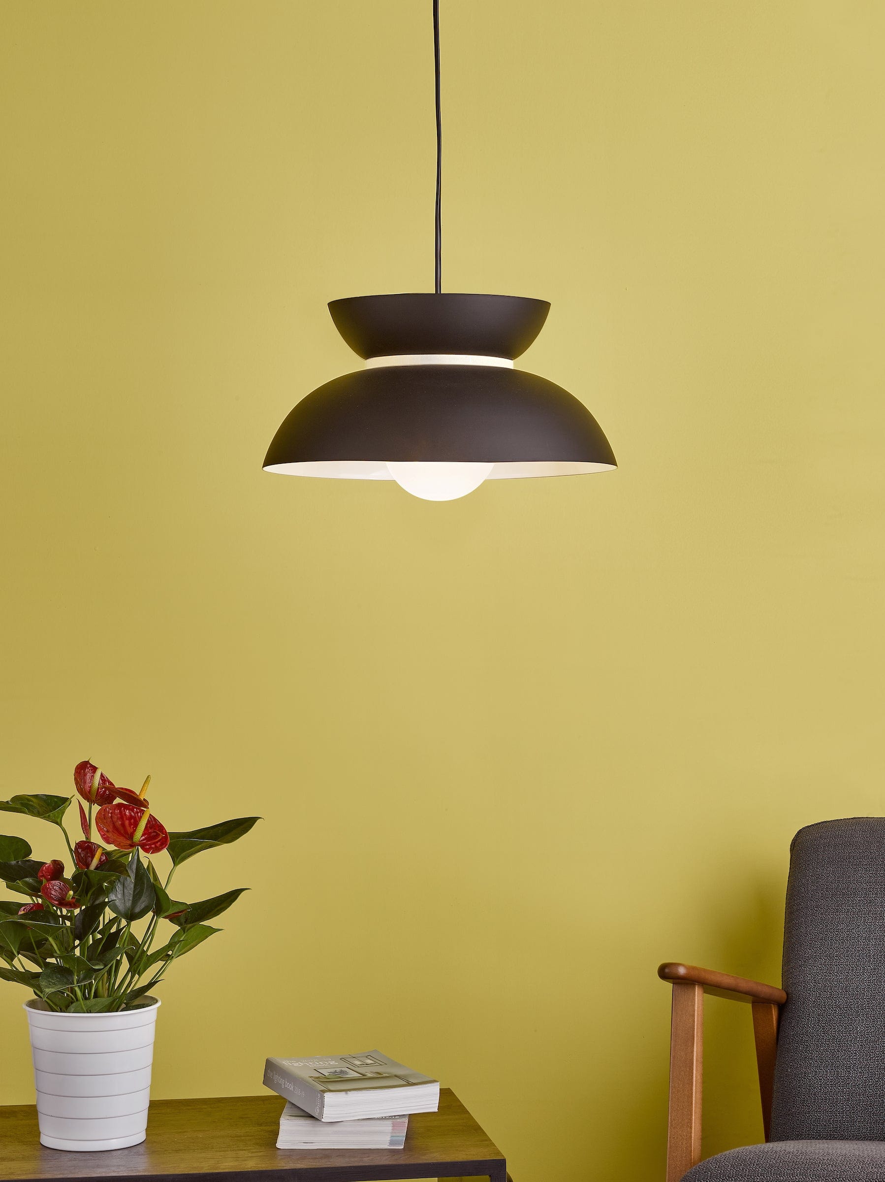 dar lighting Larina Pendant Matt Black White LAR0122