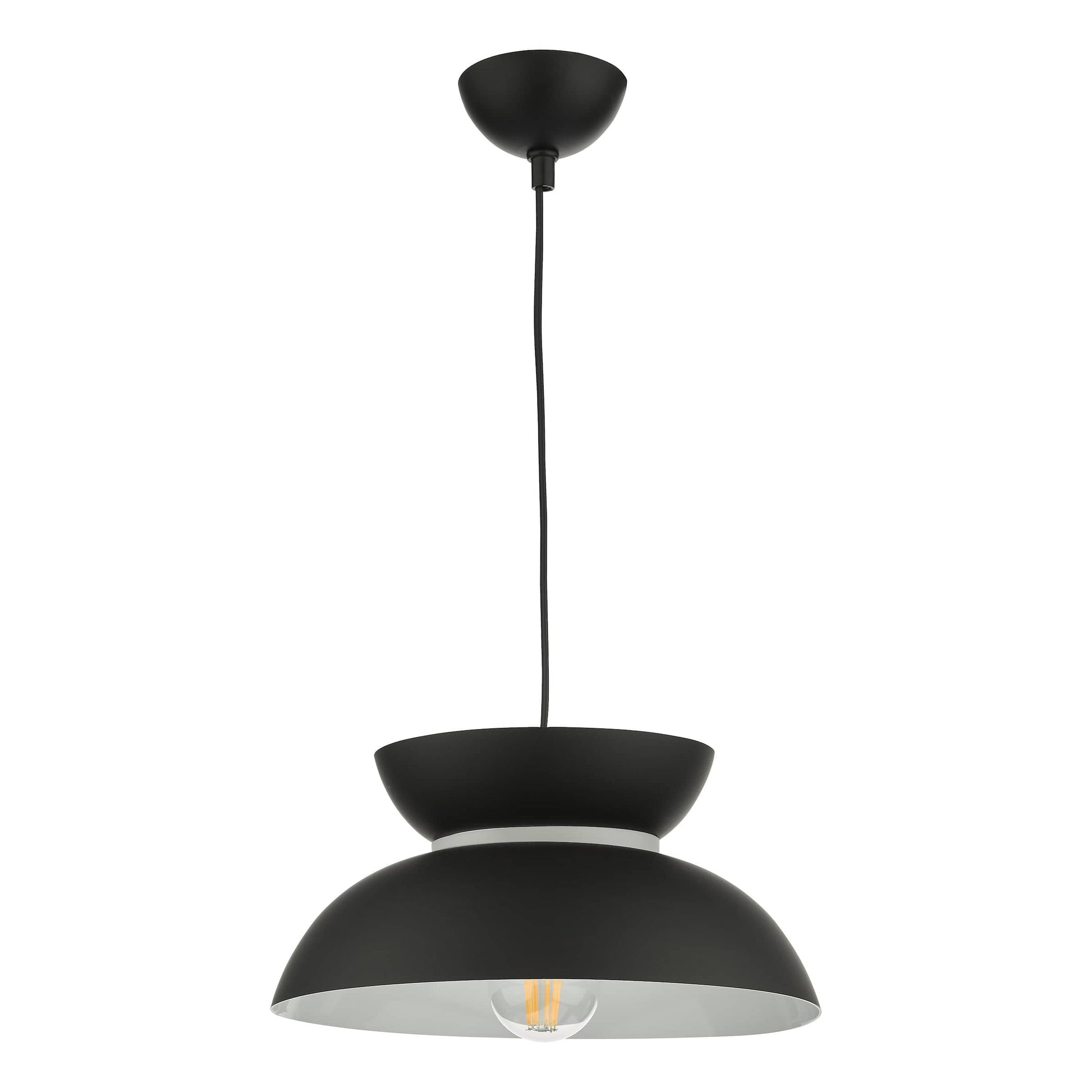 dar lighting Larina Pendant Matt Black White LAR0122