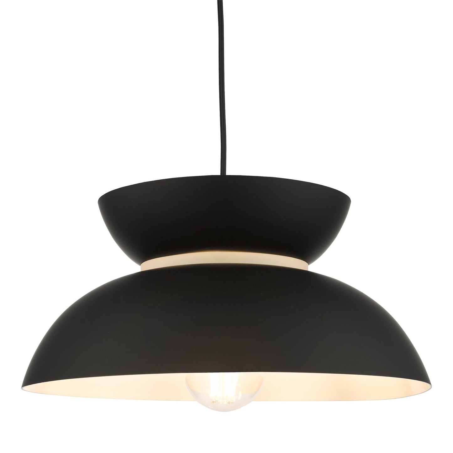 dar lighting Larina Pendant Matt Black White LAR0122