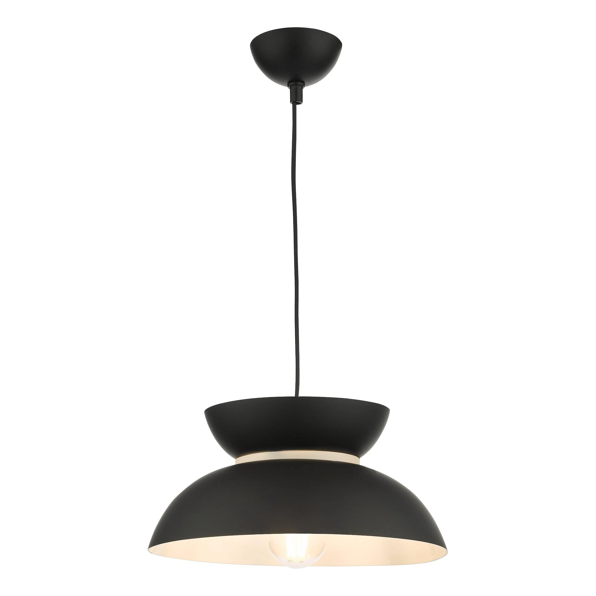 dar lighting Larina Pendant Matt Black White LAR0122