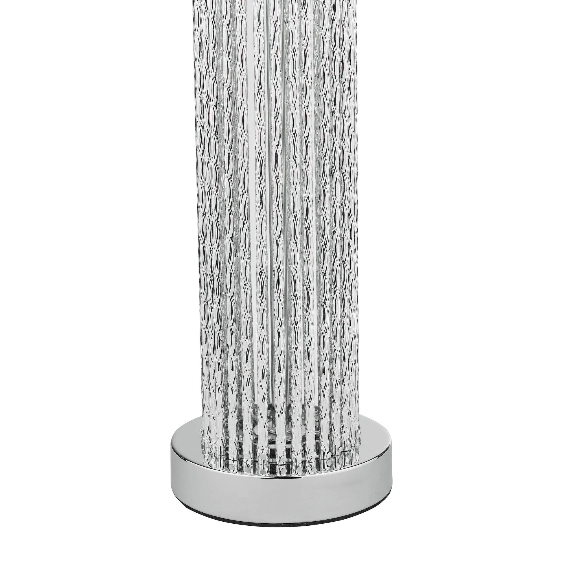dar lighting Lazio Table Lamp Polished Chrome Silver Rod With Faux Silk Shade LAZ4239