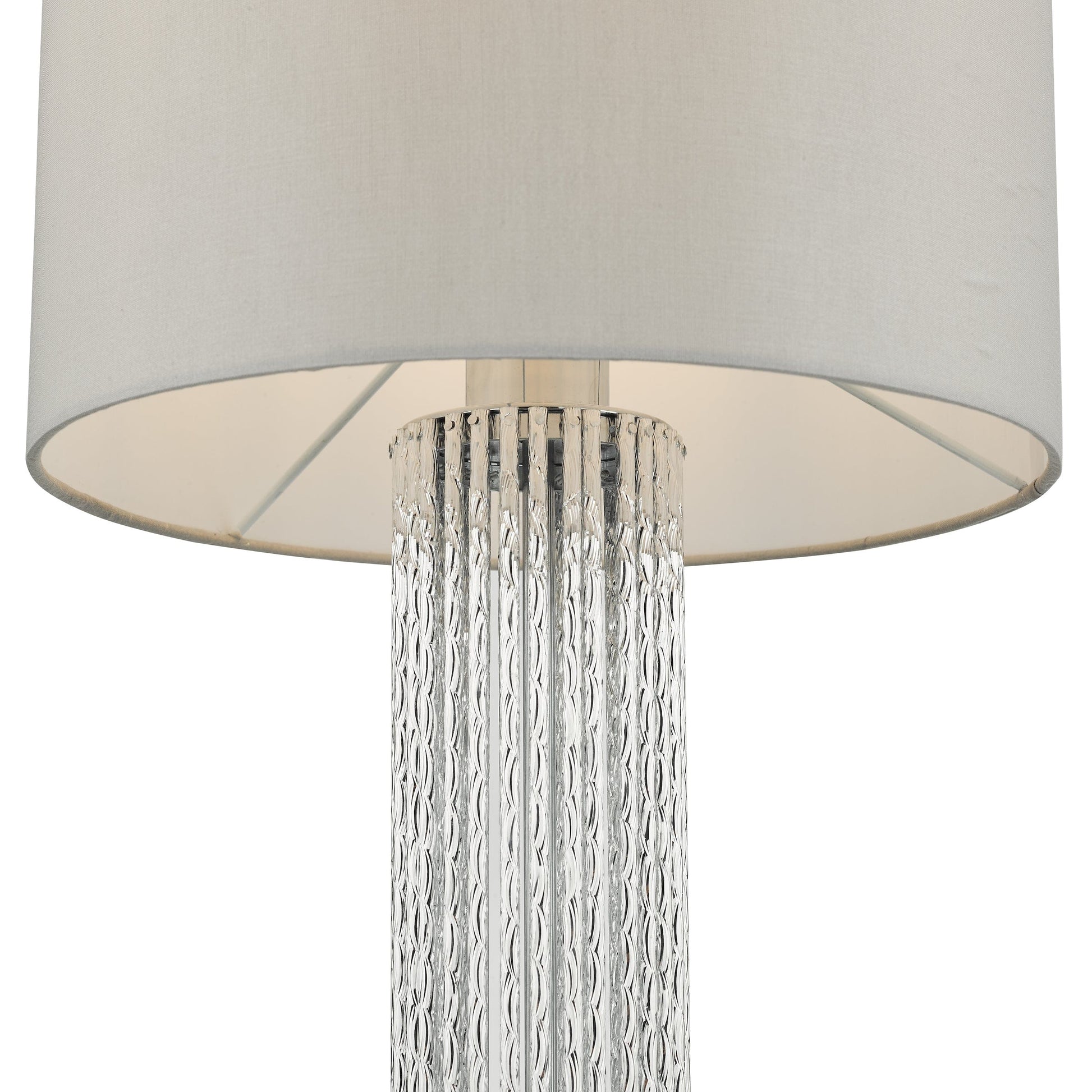 dar lighting Lazio Table Lamp Polished Chrome Silver Rod With Faux Silk Shade LAZ4239