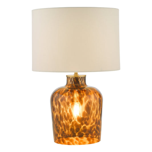 dar lighting Leandra Dual Light Table Lamp Tortoiseshell Glass With Shade LEA4206