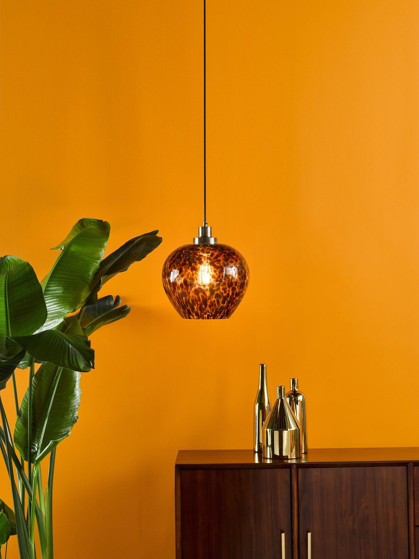 dar lighting Leandra Pendant Tortoiseshell Glass and Antique Brass LEA0106