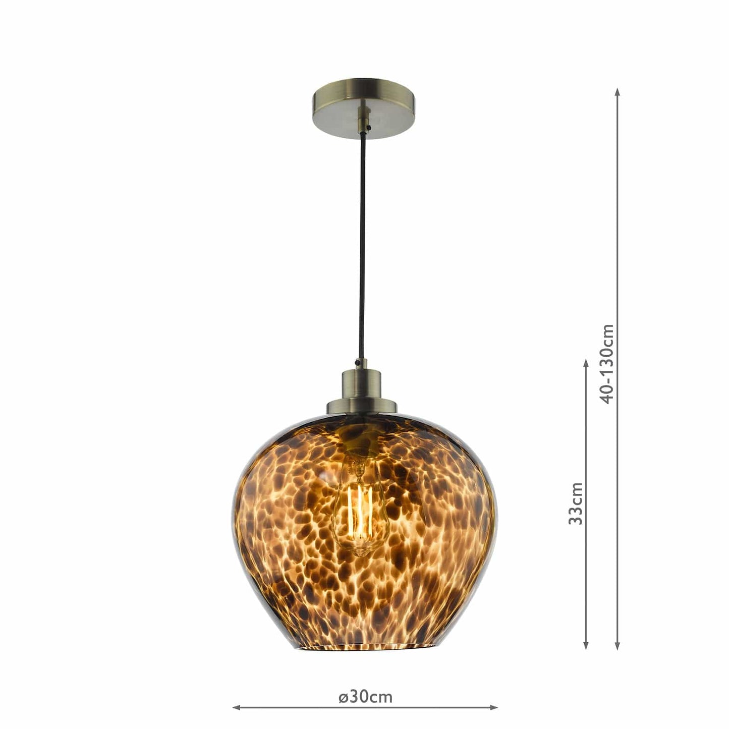 dar lighting Leandra Pendant Tortoiseshell Glass and Antique Brass LEA0106