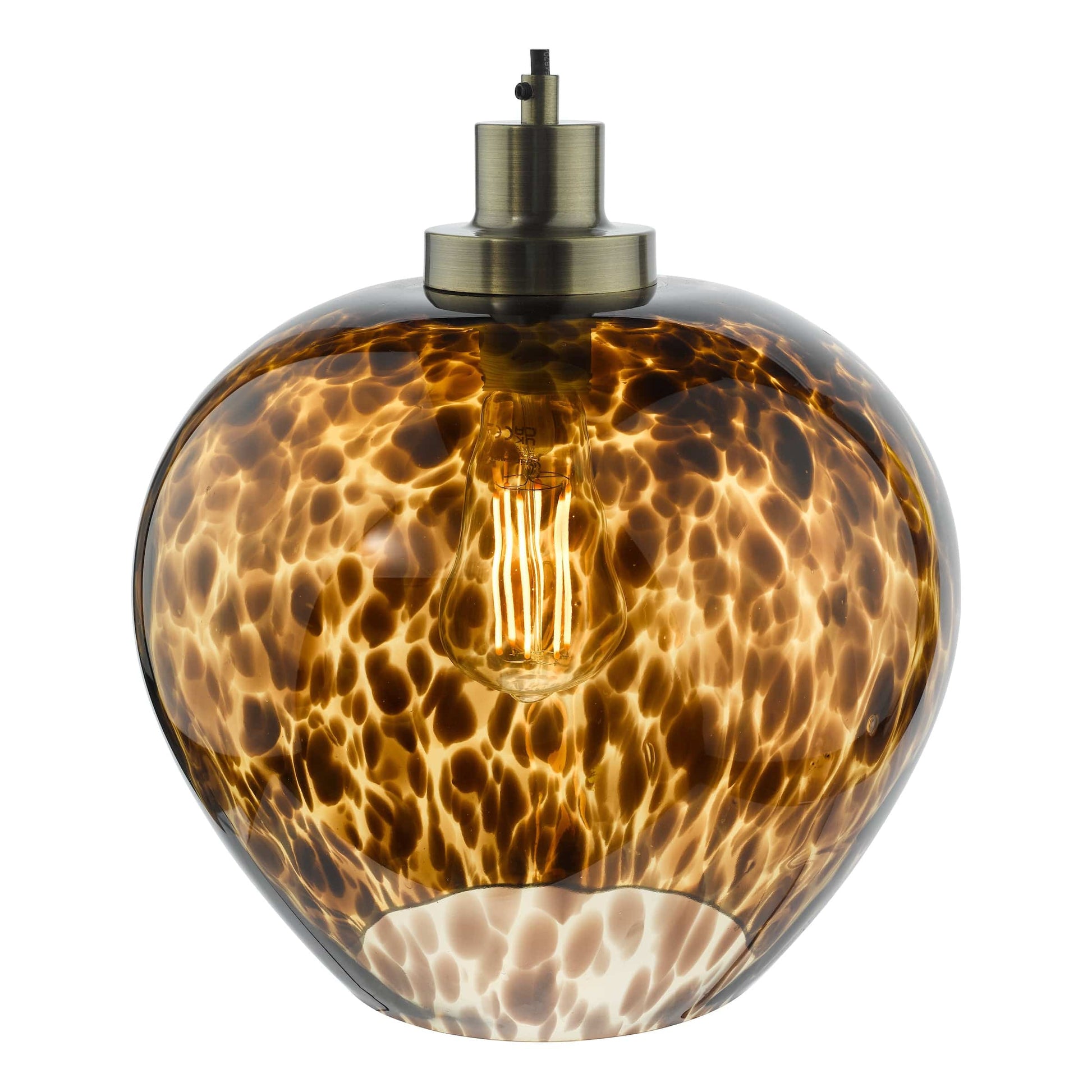 dar lighting Leandra Pendant Tortoiseshell Glass and Antique Brass LEA0106