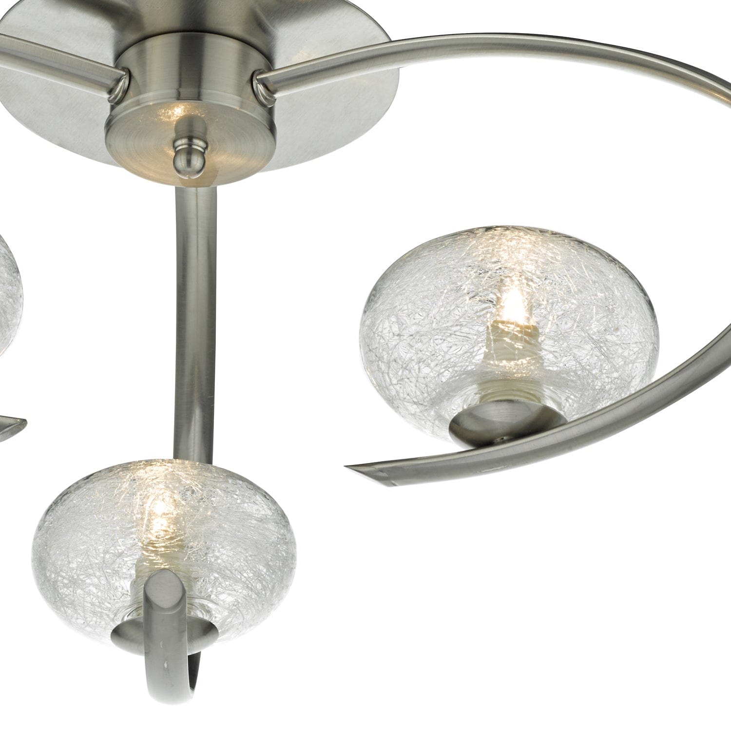 dar lighting Leighton 3 Light Semi Flush Satin Chrome Glass LEI5346