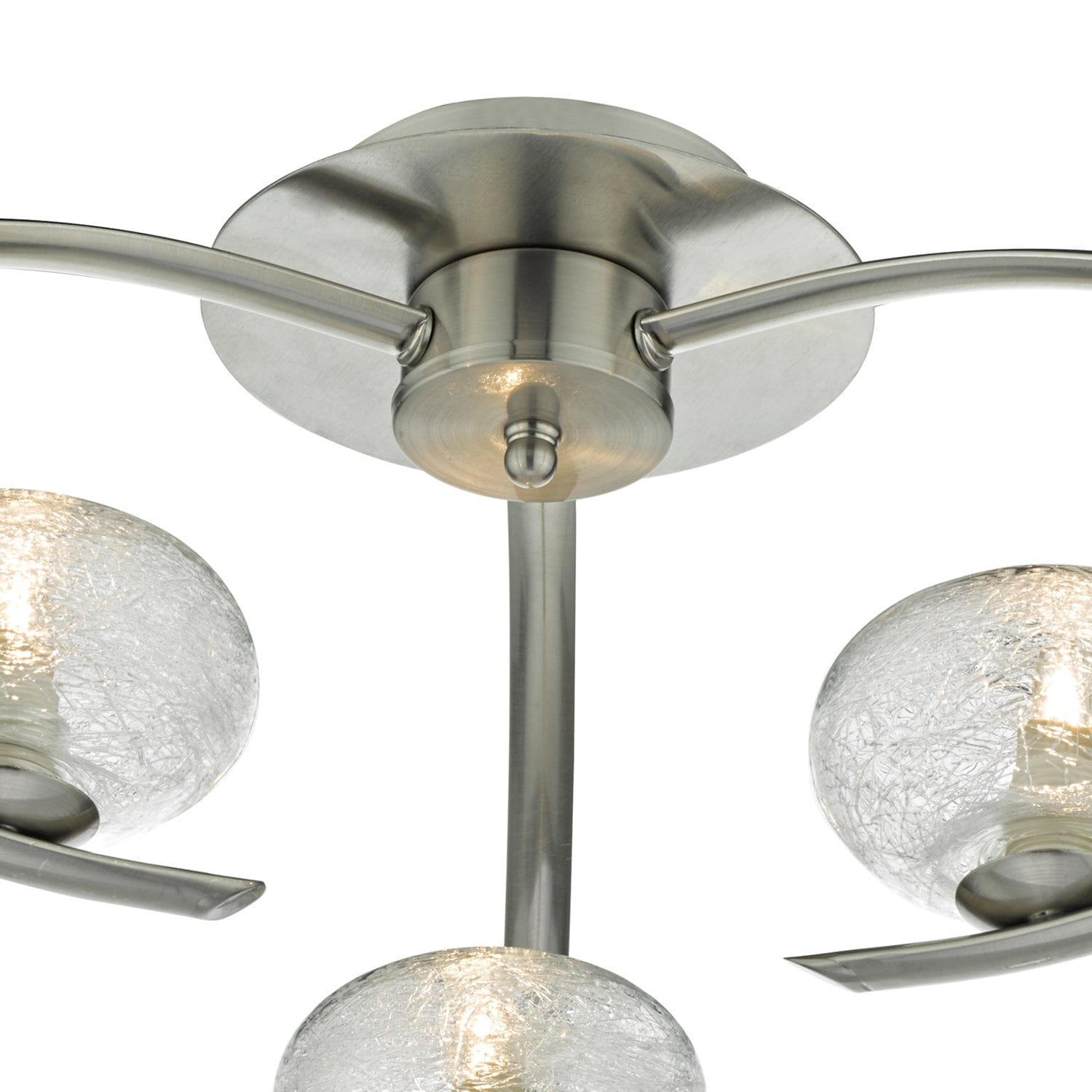 dar lighting Leighton 3 Light Semi Flush Satin Chrome Glass LEI5346