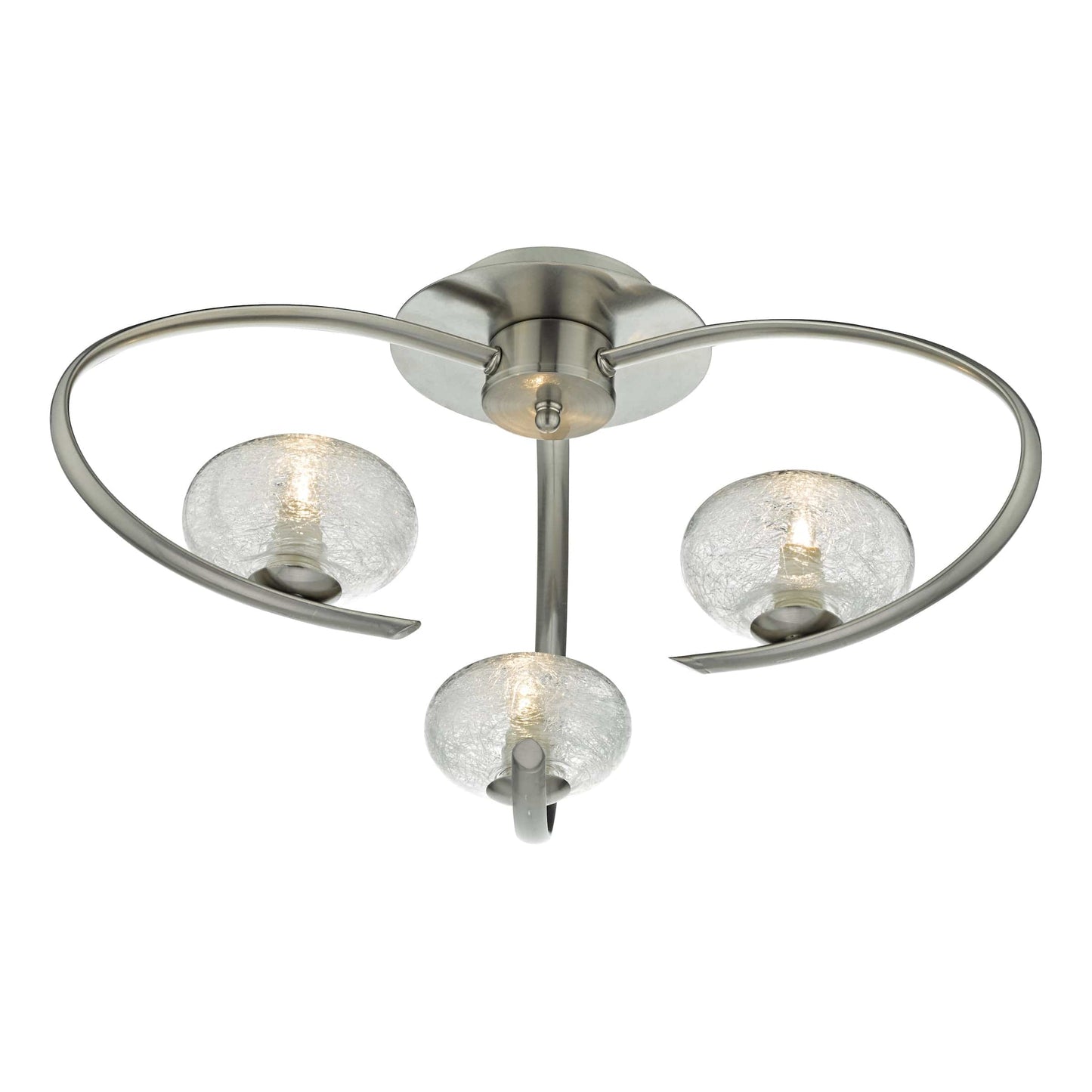 dar lighting Leighton 3 Light Semi Flush Satin Chrome Glass LEI5346