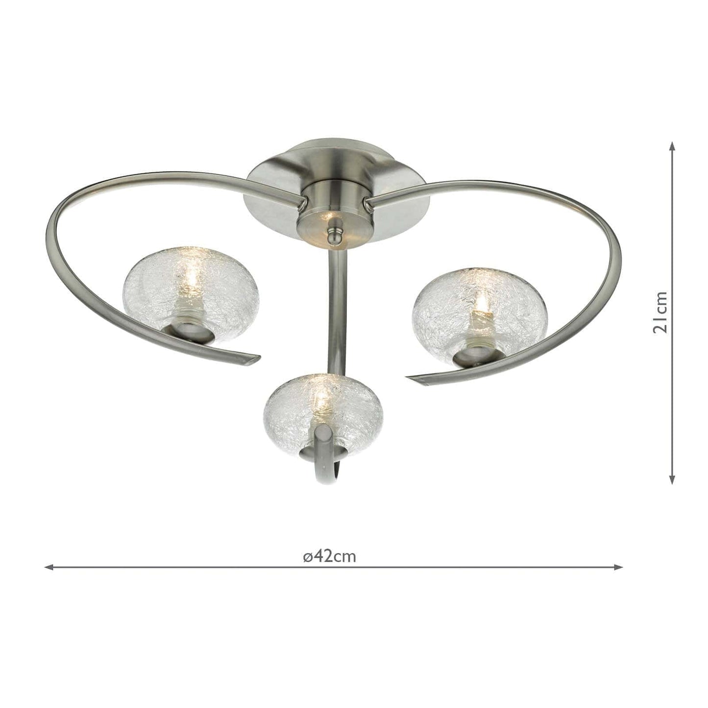 dar lighting Leighton 3 Light Semi Flush Satin Chrome Glass LEI5346