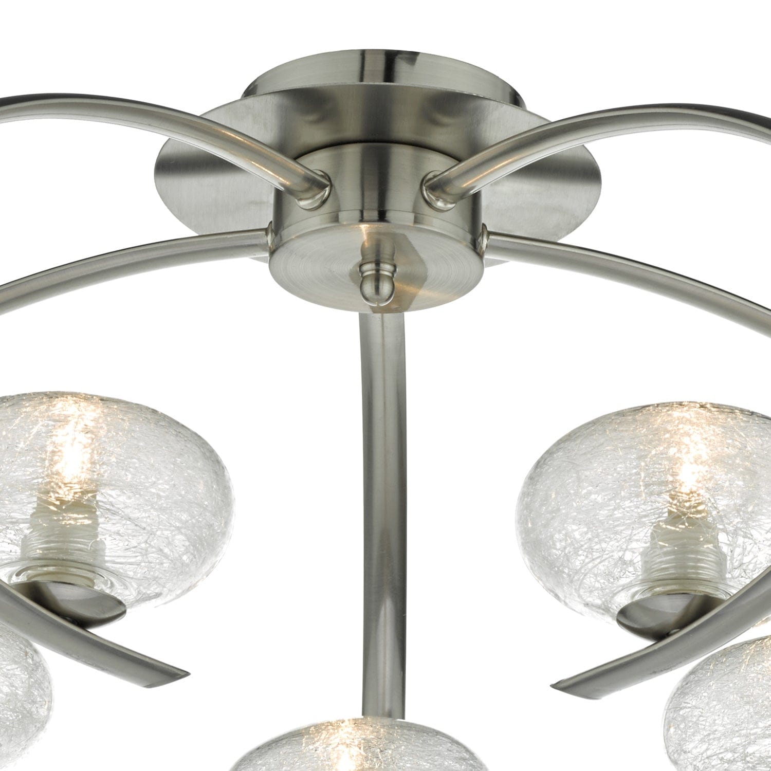 dar lighting Leighton 5lt Semi Flush Satin Chrome & Sugar Cane Glass LEI5446