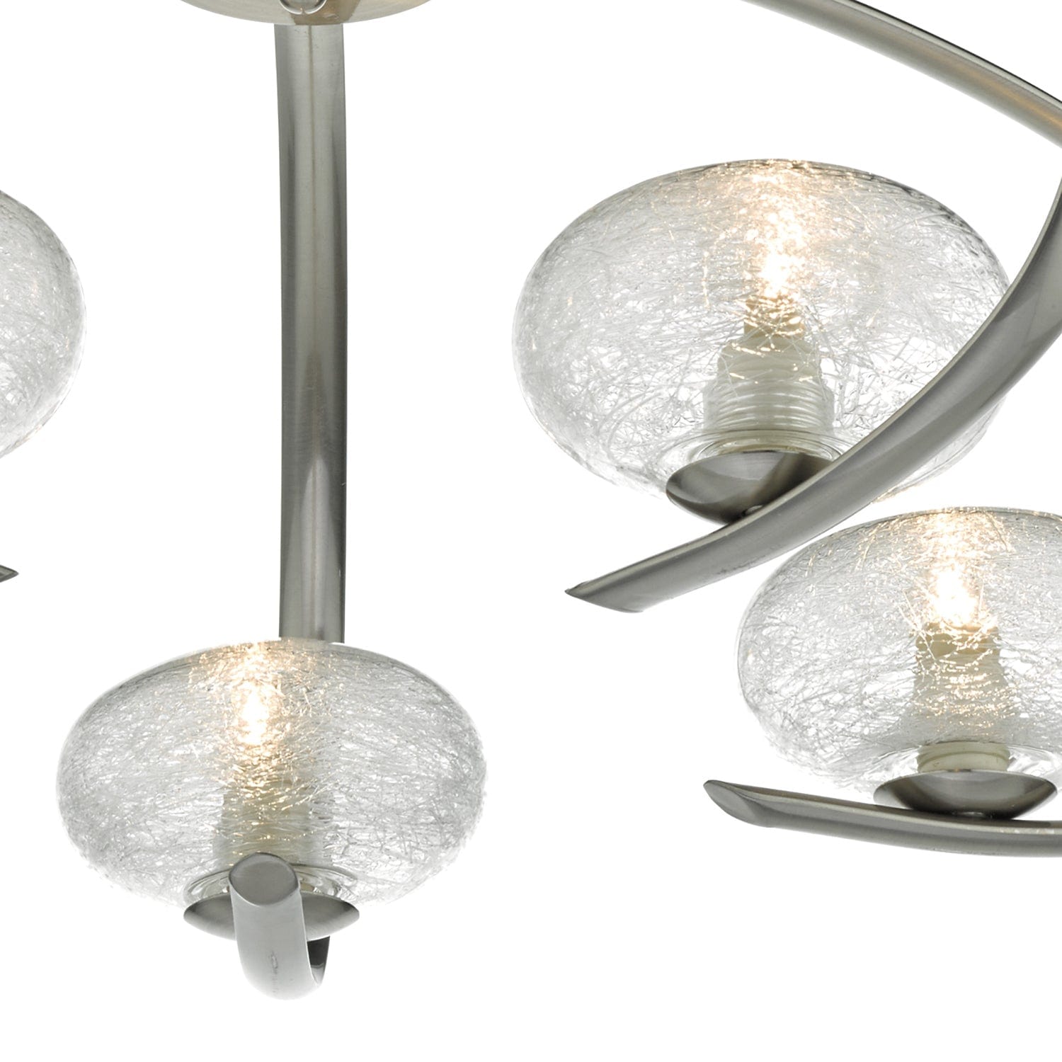 dar lighting Leighton 5lt Semi Flush Satin Chrome & Sugar Cane Glass LEI5446