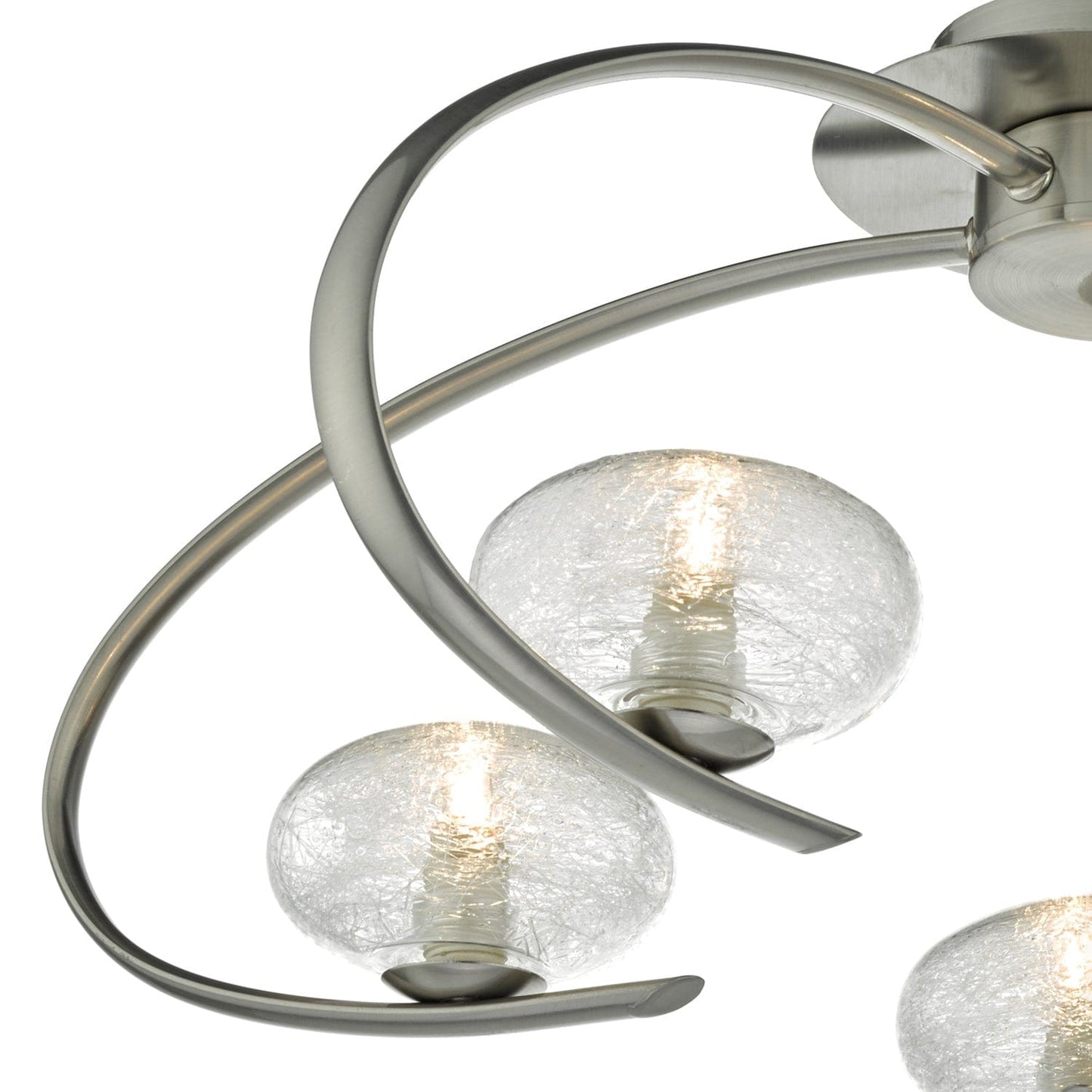 dar lighting Leighton 5lt Semi Flush Satin Chrome & Sugar Cane Glass LEI5446