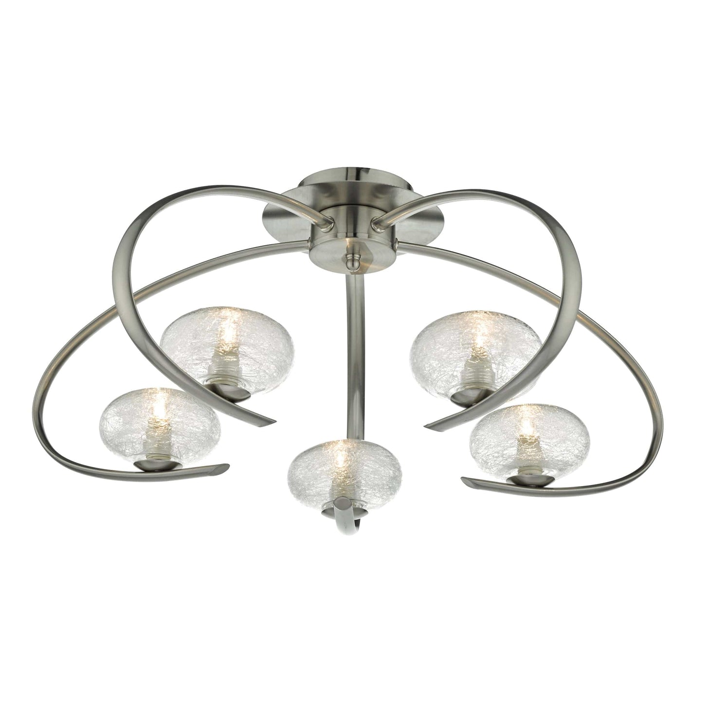 dar lighting Leighton 5lt Semi Flush Satin Chrome & Sugar Cane Glass LEI5446