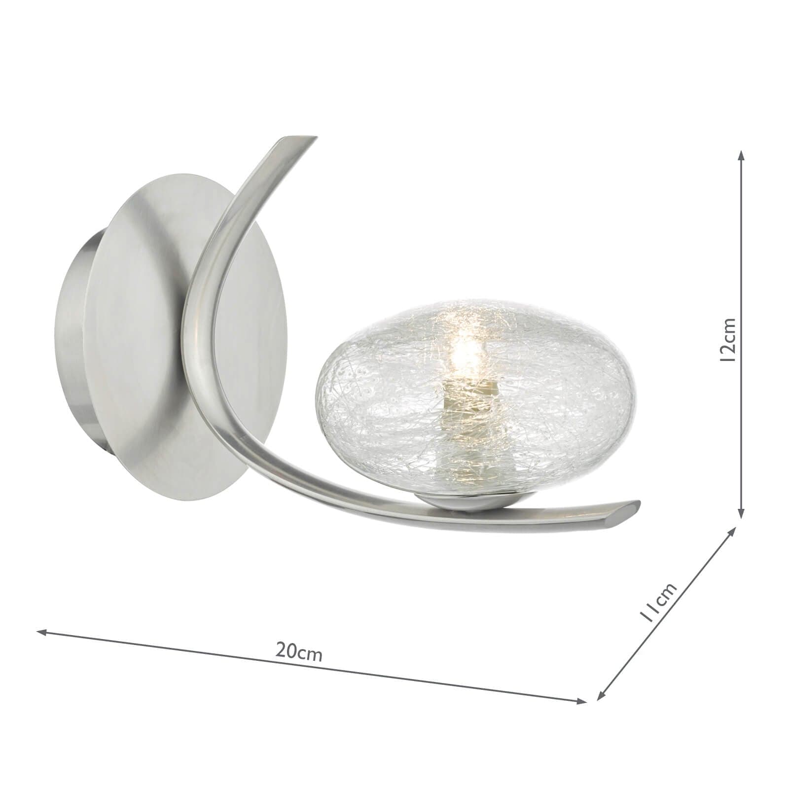 dar lighting Leighton Wall Light Satin Chrome & Sugar Cane Glass LEI0746