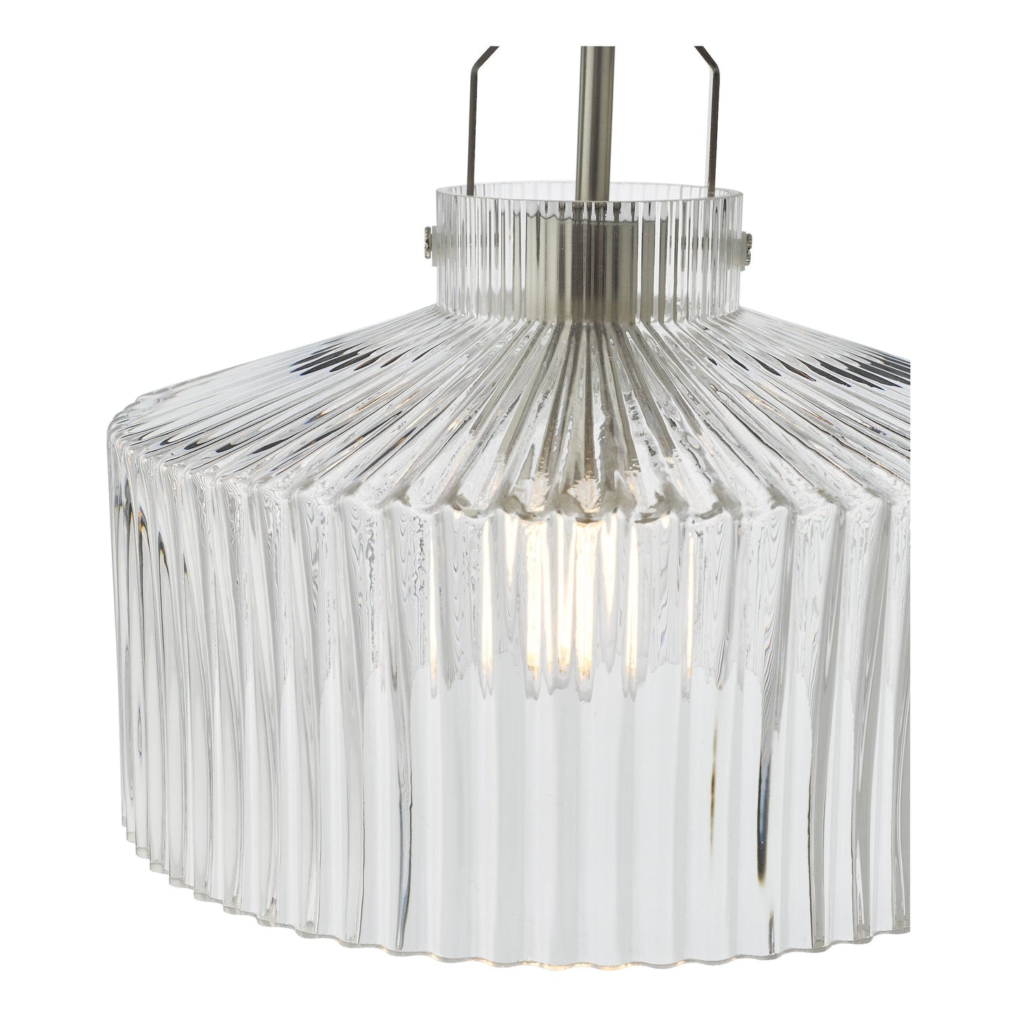 dar lighting Lenka Pendant Satin Nickel and Ribbed Glass LEN0146