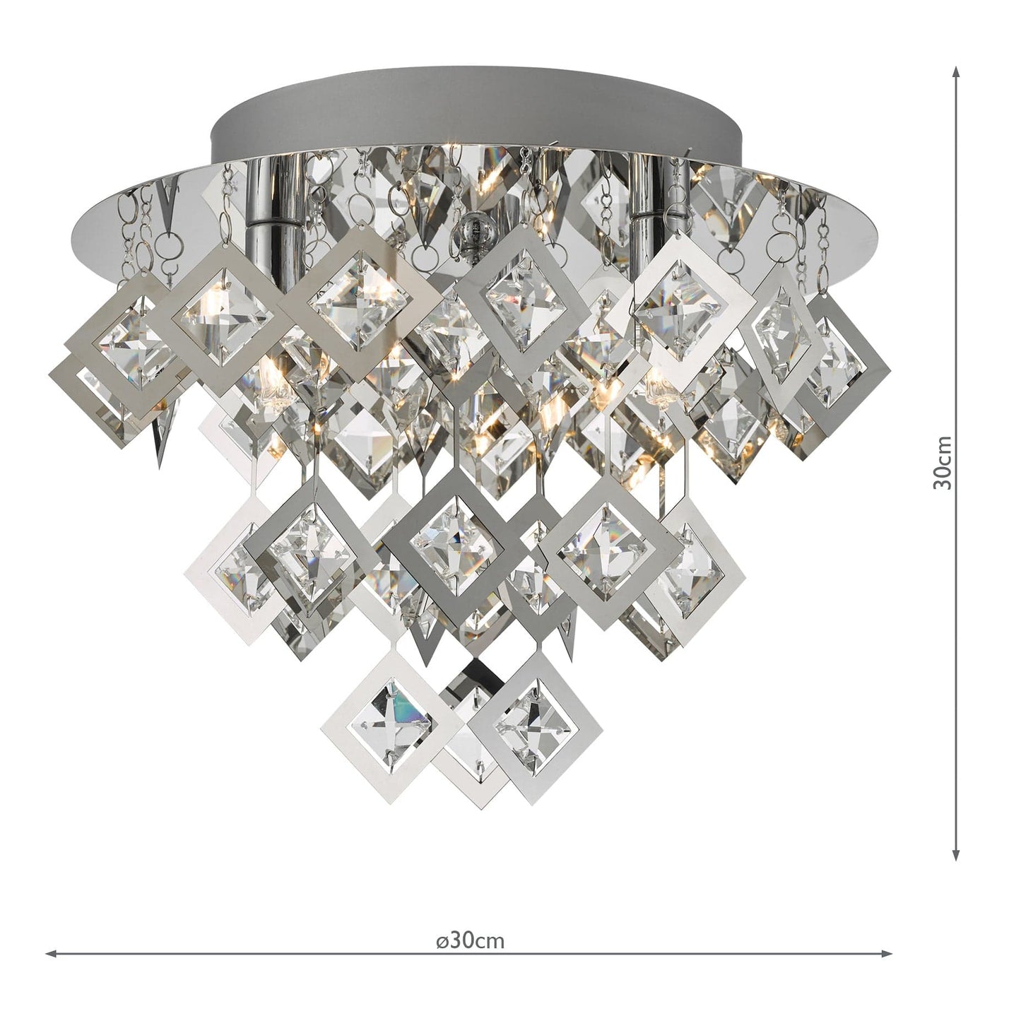 dar lighting Leon 3 Light Flush Polished Chrome & Clear Glass LEO5250