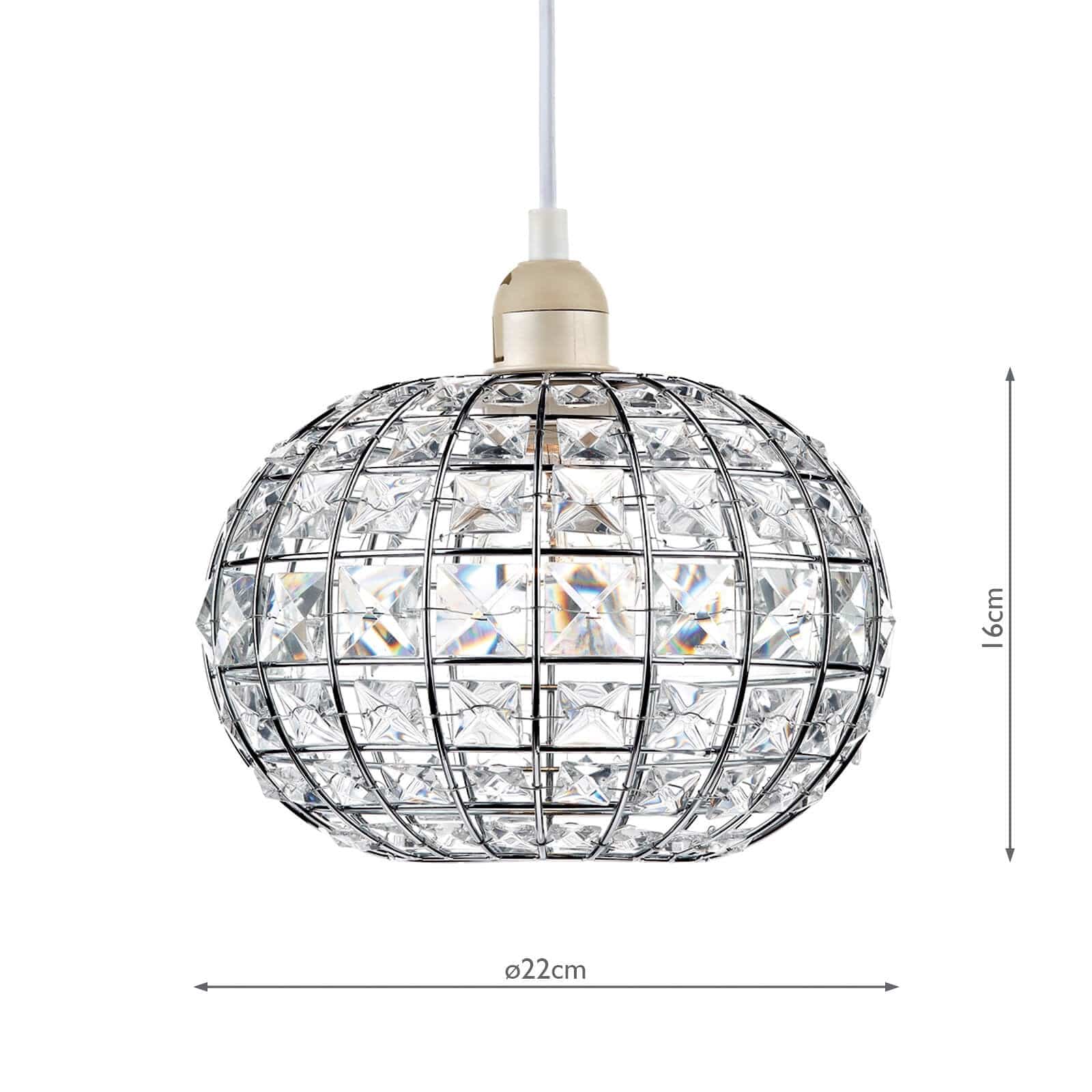 dar lighting Letitia Non Elec Pendant Polished Chrome Crystal LET6550