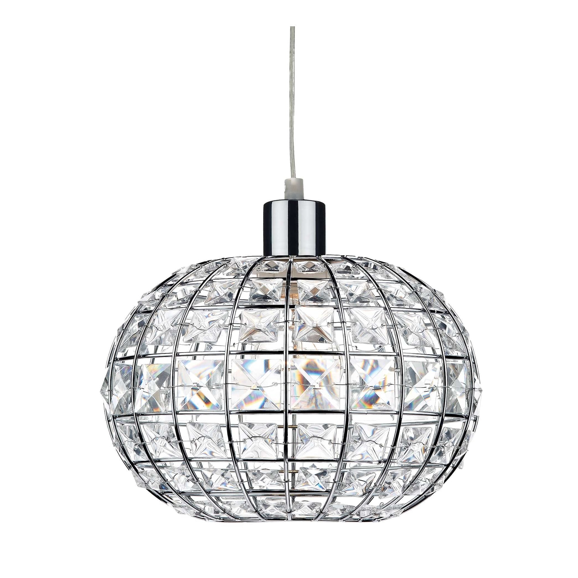 dar lighting Letitia Non Elec Pendant Polished Chrome Crystal LET6550