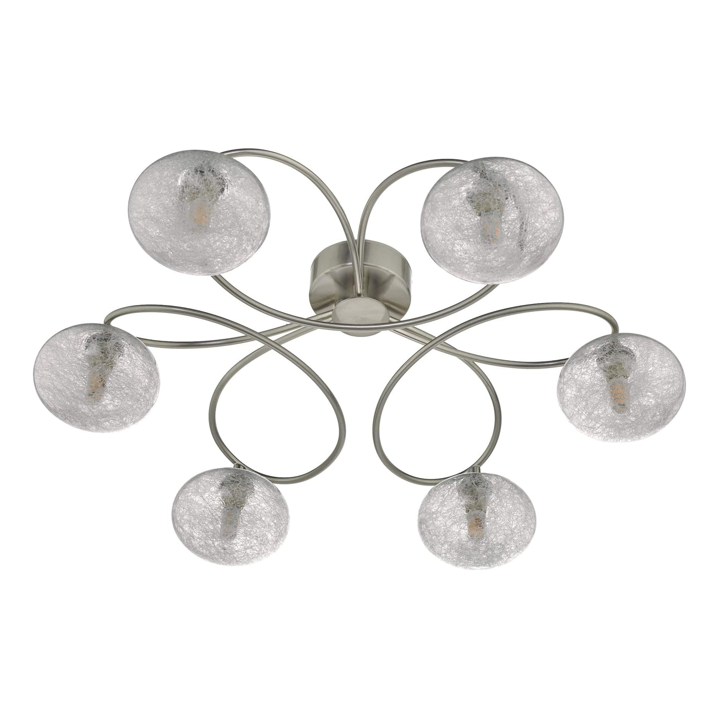 dar lighting Leysha 6lt Semi Flush Satin Nickel & Glass LEY6446