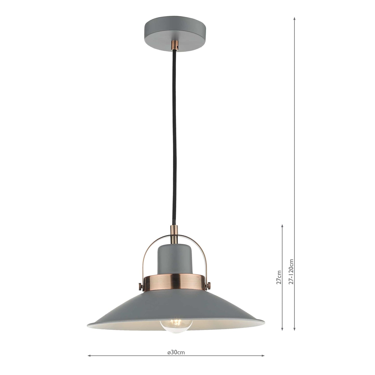 dar lighting Liden 1 Light Single Pendant Graphite Copper LID0139