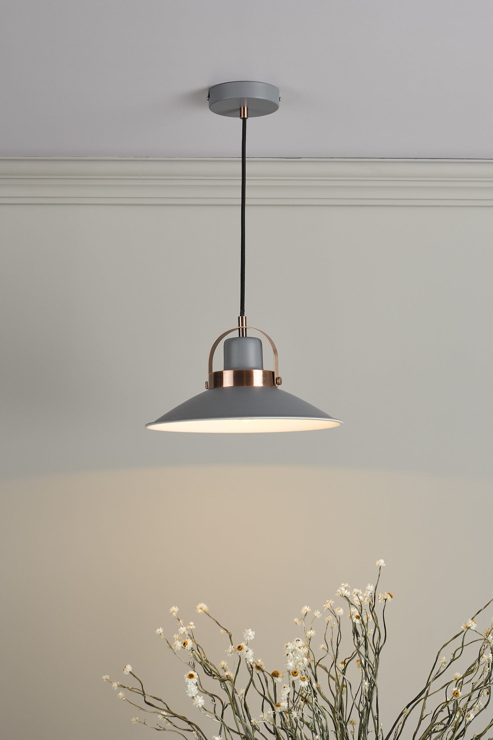 dar lighting Liden 1 Light Single Pendant Graphite Copper LID0139