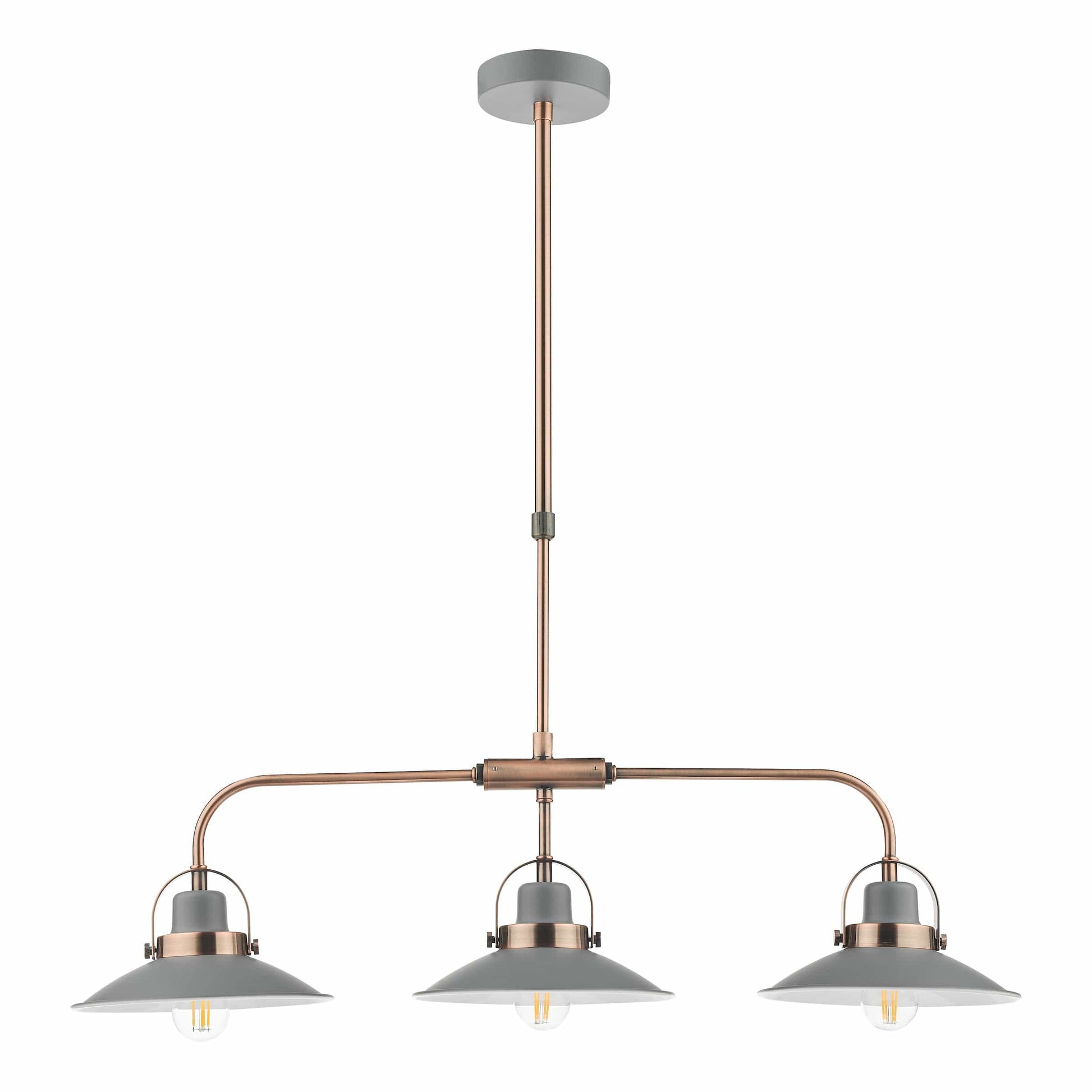 dar lighting Liden 3 Light Bar Pendant Graphite Copper LID0339