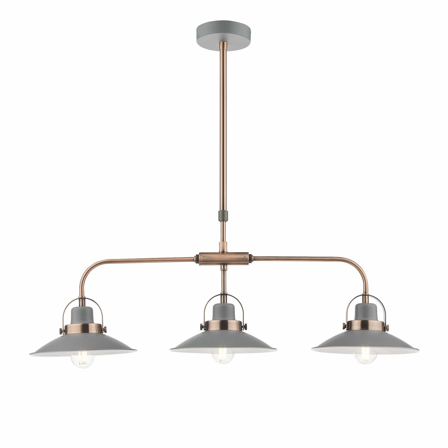 dar lighting Liden 3 Light Bar Pendant Graphite Copper LID0339