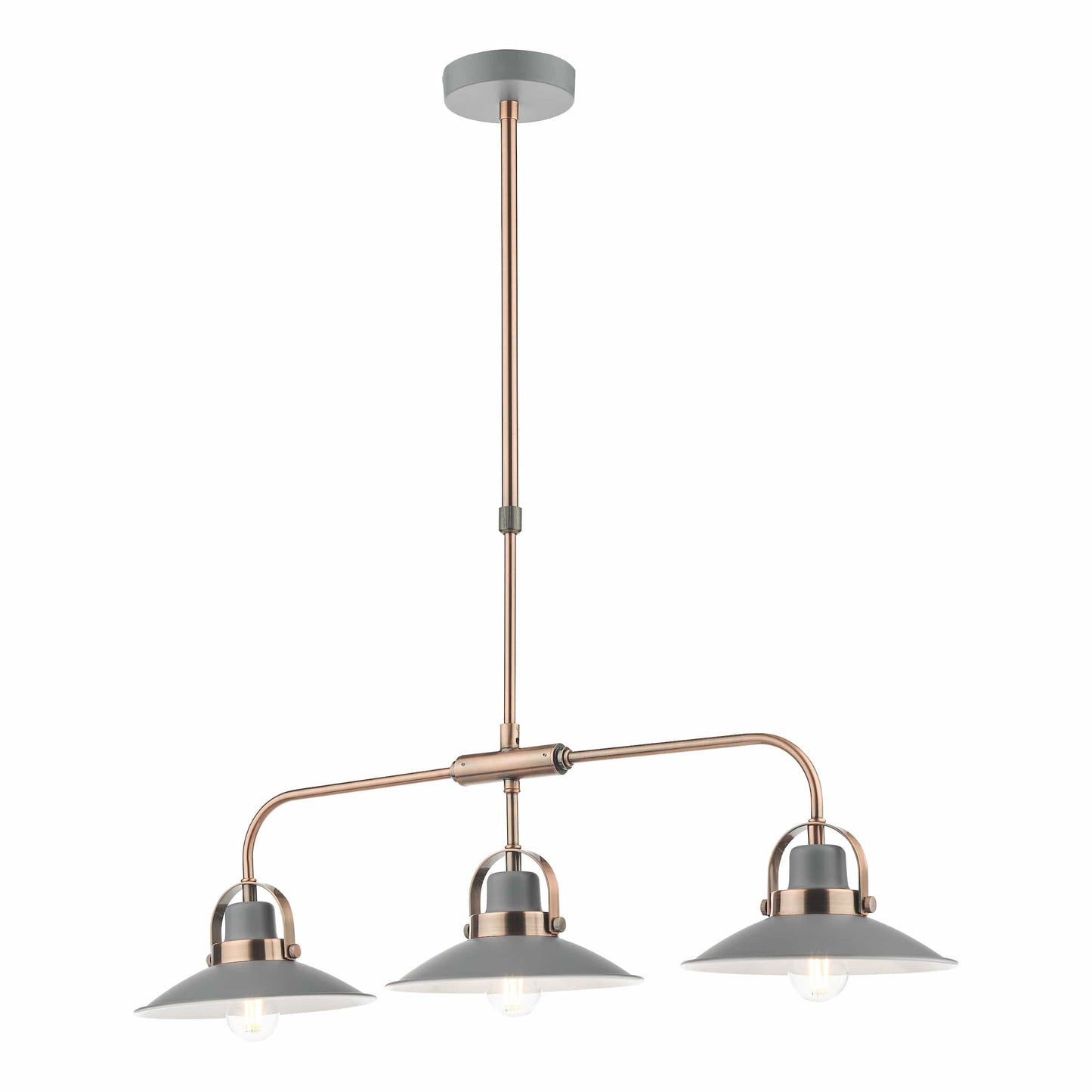 dar lighting Liden 3 Light Bar Pendant Graphite Copper LID0339