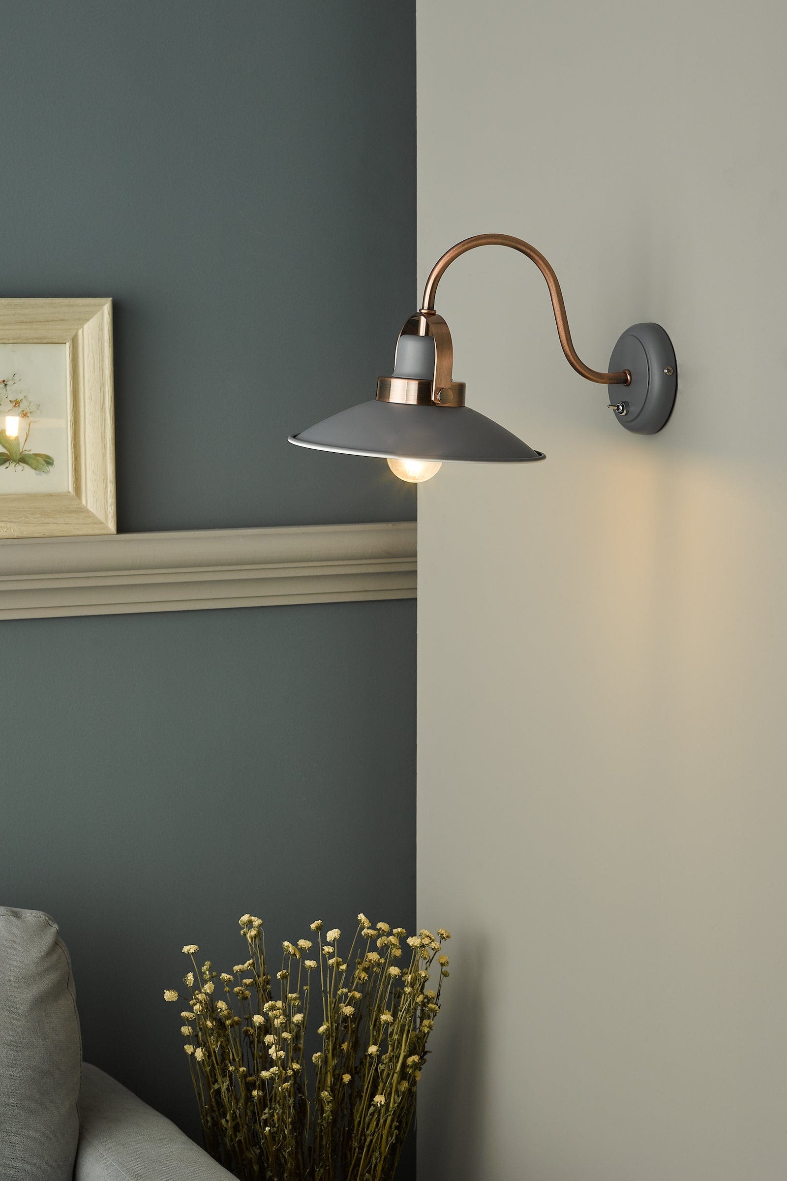 dar lighting Liden Single Wall Light Graphite Copper LID0739