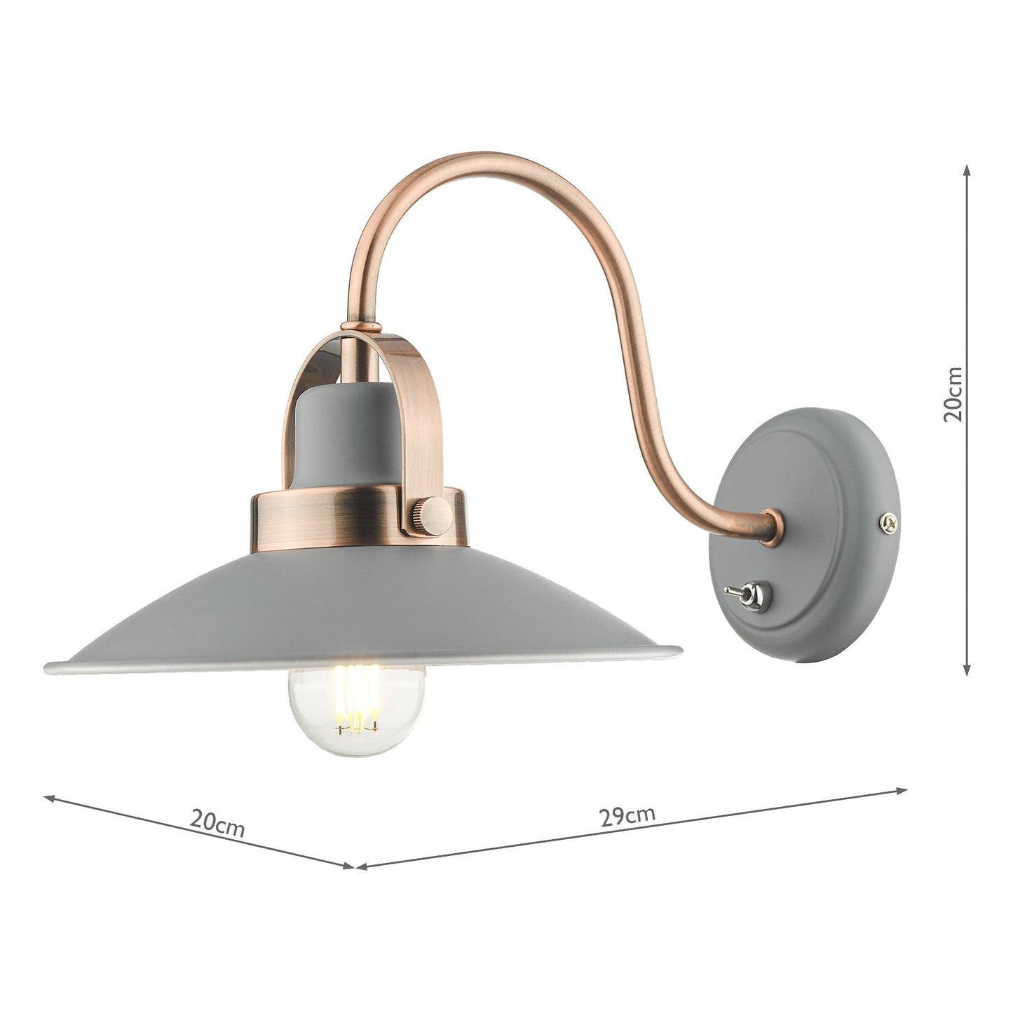 dar lighting Liden Single Wall Light Graphite Copper LID0739