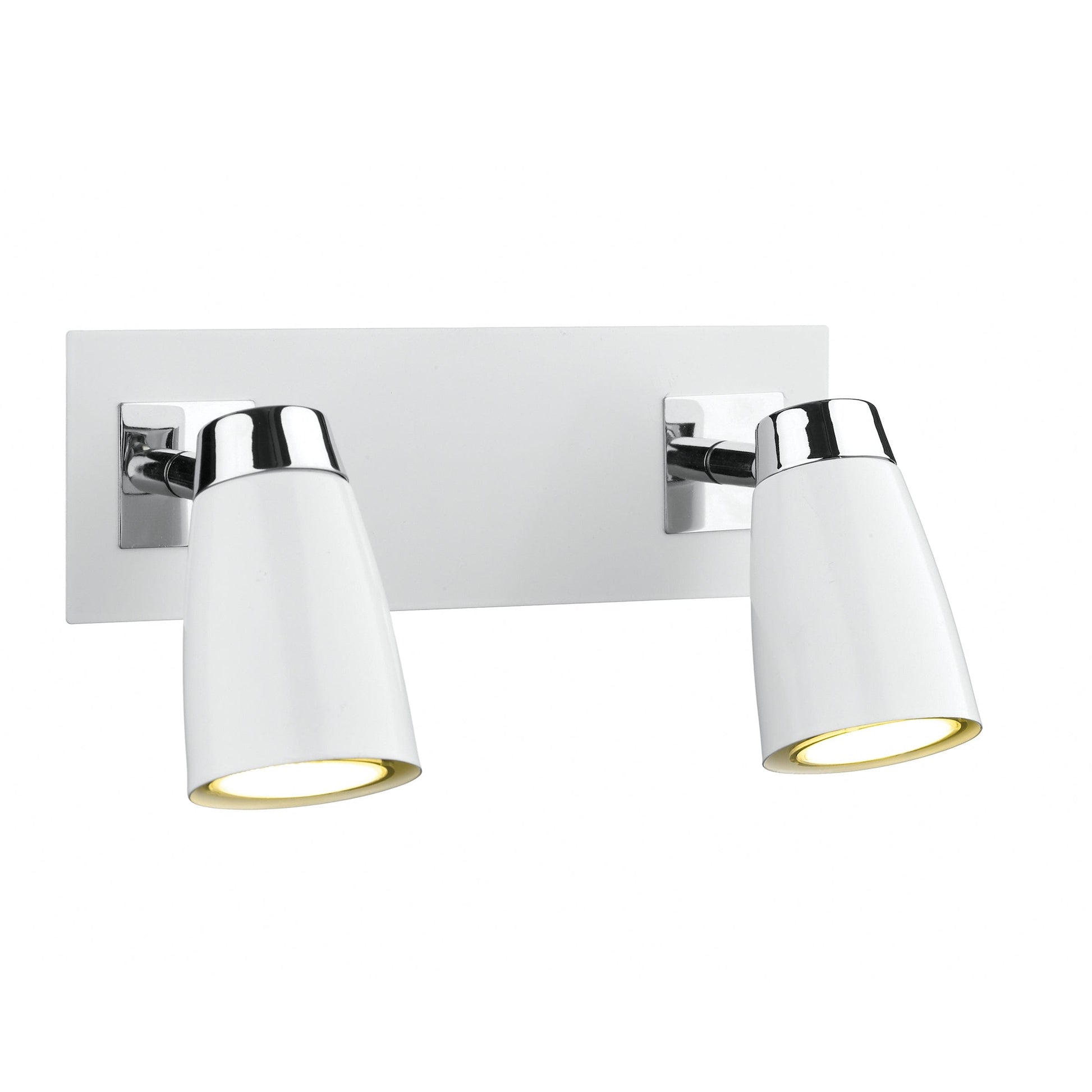 dar lighting Loft 2 Light Wall Spotlight Matt White Polished Chrome LOF772