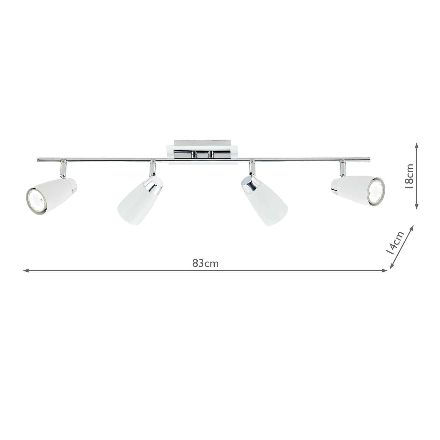 dar lighting Loft 4 Light Bar Spotlight Matt White Polished Chrome LOF842