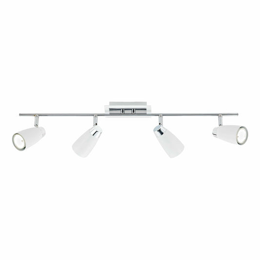 dar lighting Loft 4 Light Bar Spotlight Matt White Polished Chrome LOF842