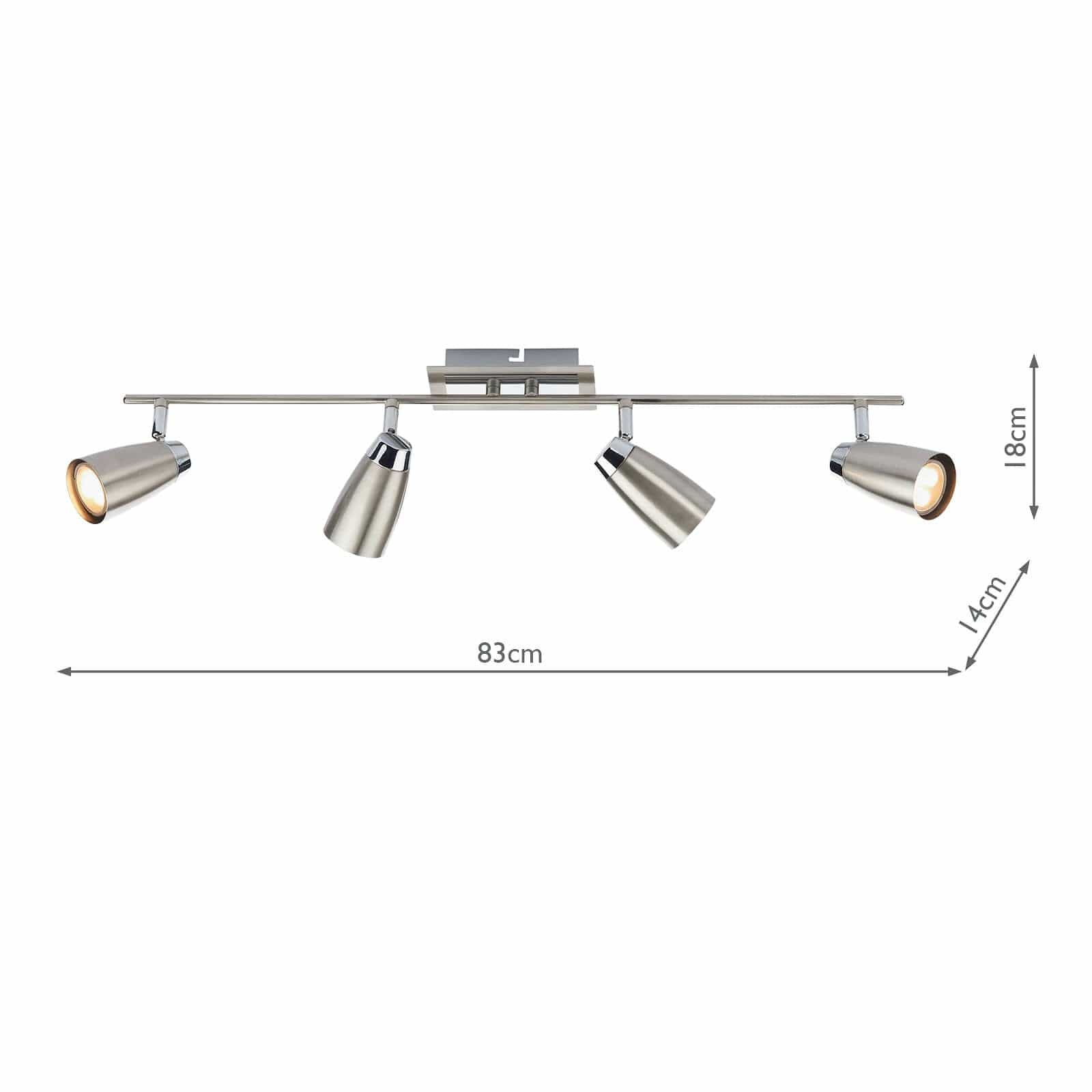 dar lighting Loft 4 Light Bar Spotlight Satin & Polished Chrome LOF8446