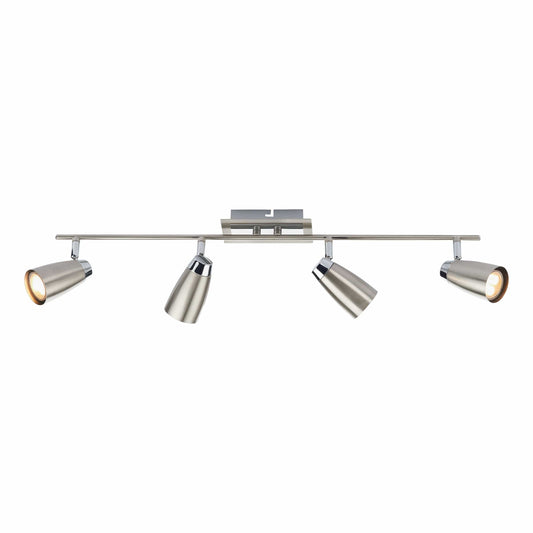 dar lighting Loft 4 Light Bar Spotlight Satin & Polished Chrome LOF8446