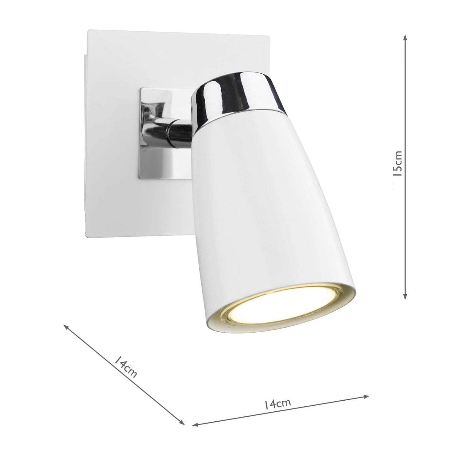 dar lighting Loft Single Wall Spotlight Matt White Polished Chrome LOF072