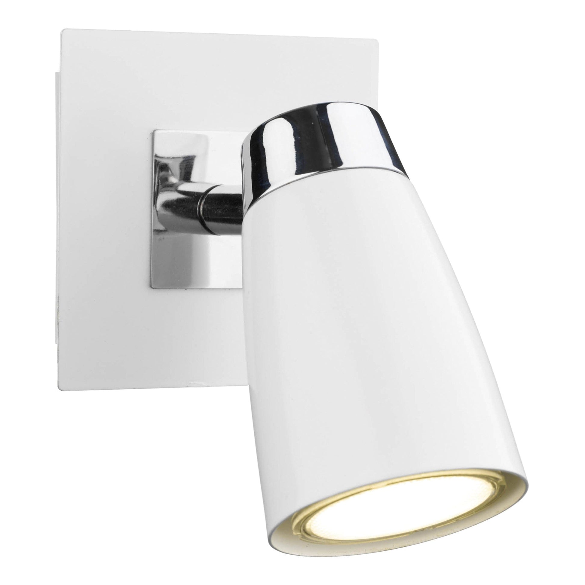 dar lighting Loft Single Wall Spotlight Matt White Polished Chrome LOF072