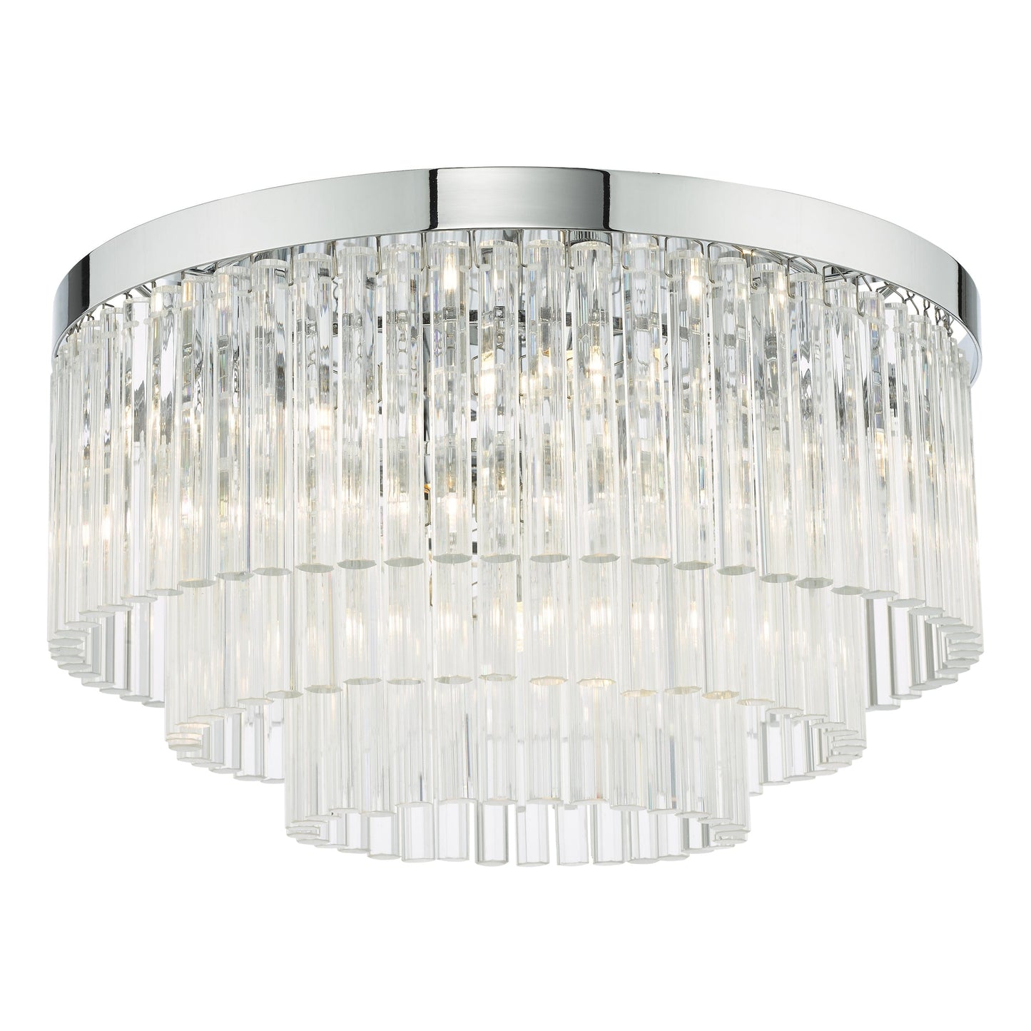 dar lighting Logan 5 Light Flush Polished Chrome Glass LOG5408