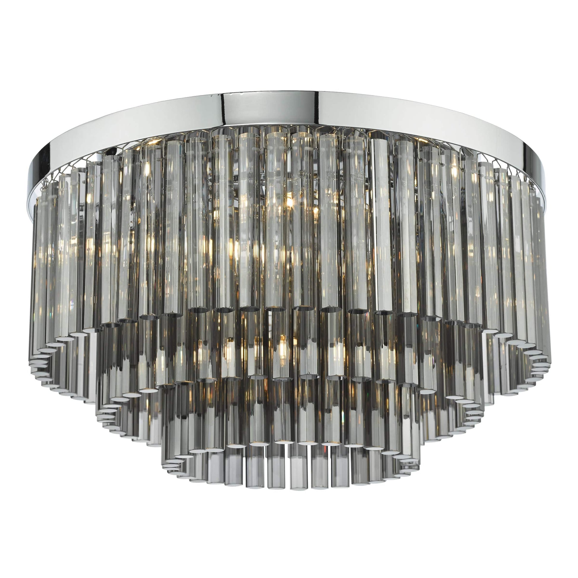 dar lighting Logan 5 Light Flush Polished Chrome Smoked Glass LOG5410