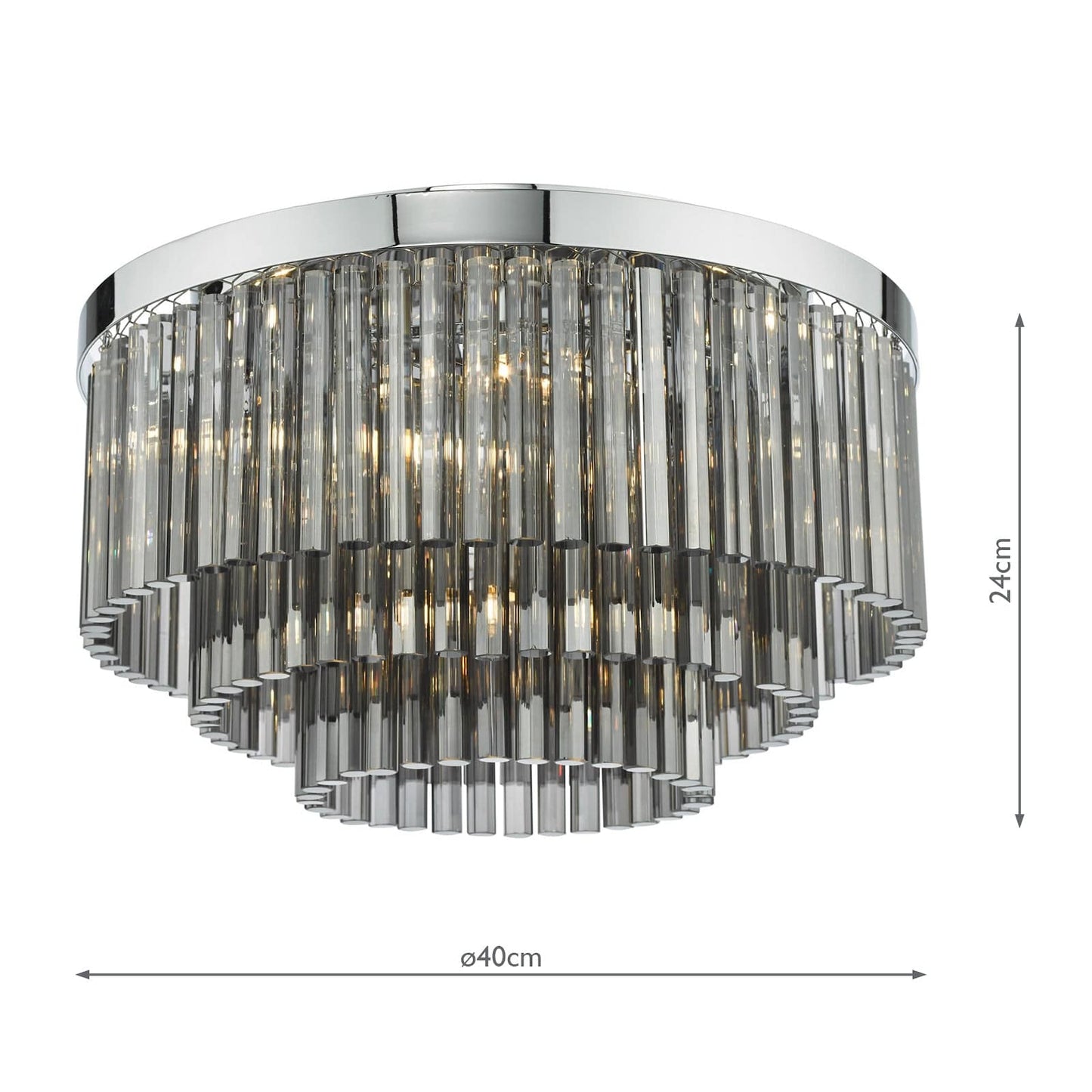 dar lighting Logan 5 Light Flush Polished Chrome Smoked Glass LOG5410